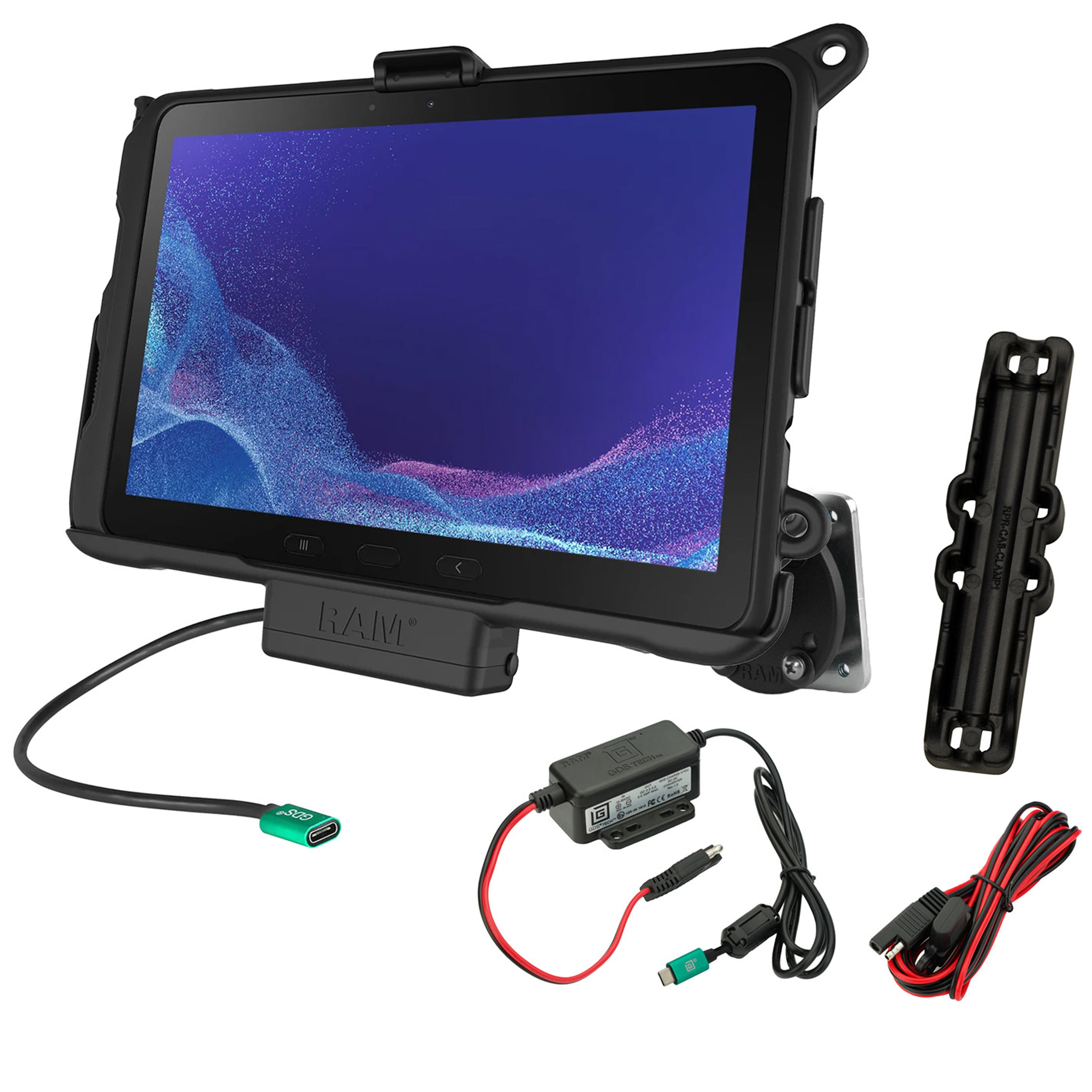 RAM Aangedreven Dock & Dashboard Bevestiging voor Samsung Tab Active5 Pro & 4 Pro - RAM Mounts RAM-101-225B2-SAM52CP-V7CU afbeelding 1