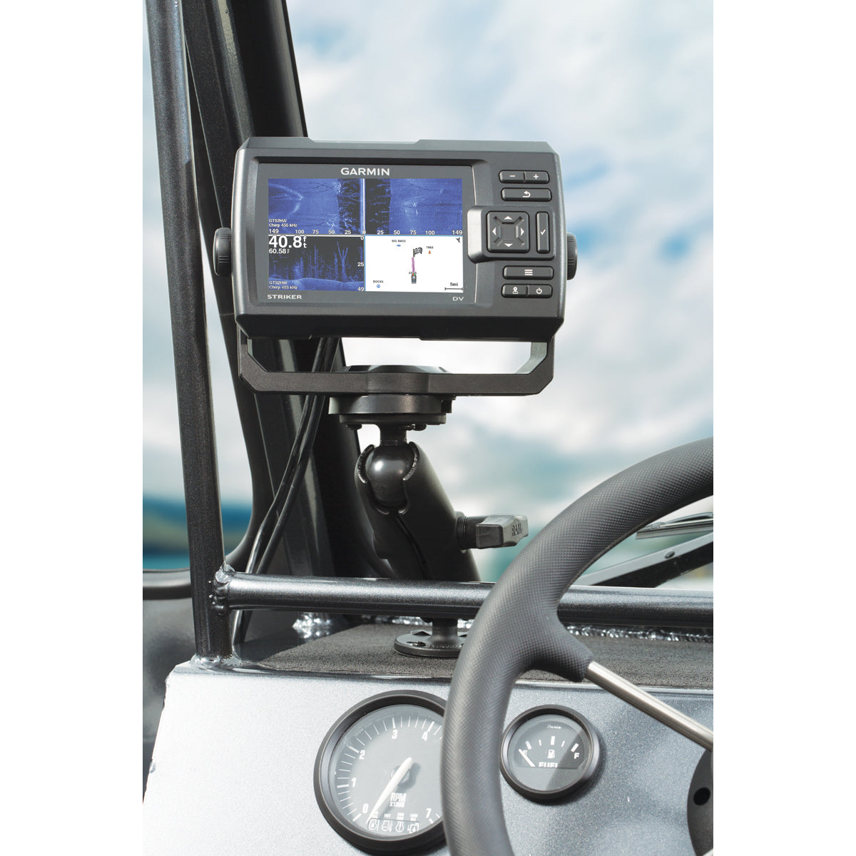 RAM Dubbele Bal Montage met Garmin Visvinder #8-32 Hardware - RAM Mounts RAM-101-G4 afbeelding 3
