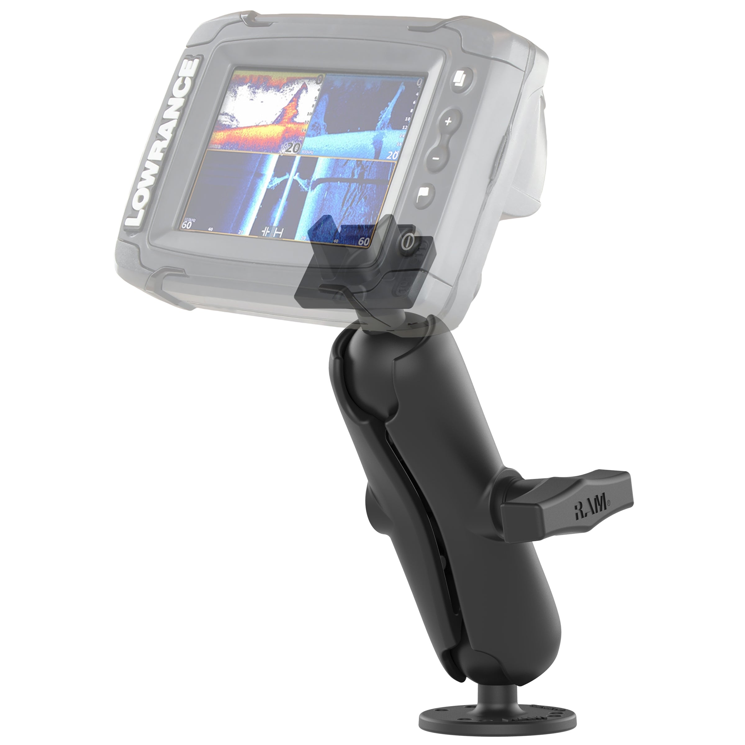 RAM Dubbele Balhouder voor Lowrance Elite-5 & Elite-7 Ti + Meer - RAM Mounts RAM-101-LO11 afbeelding 1