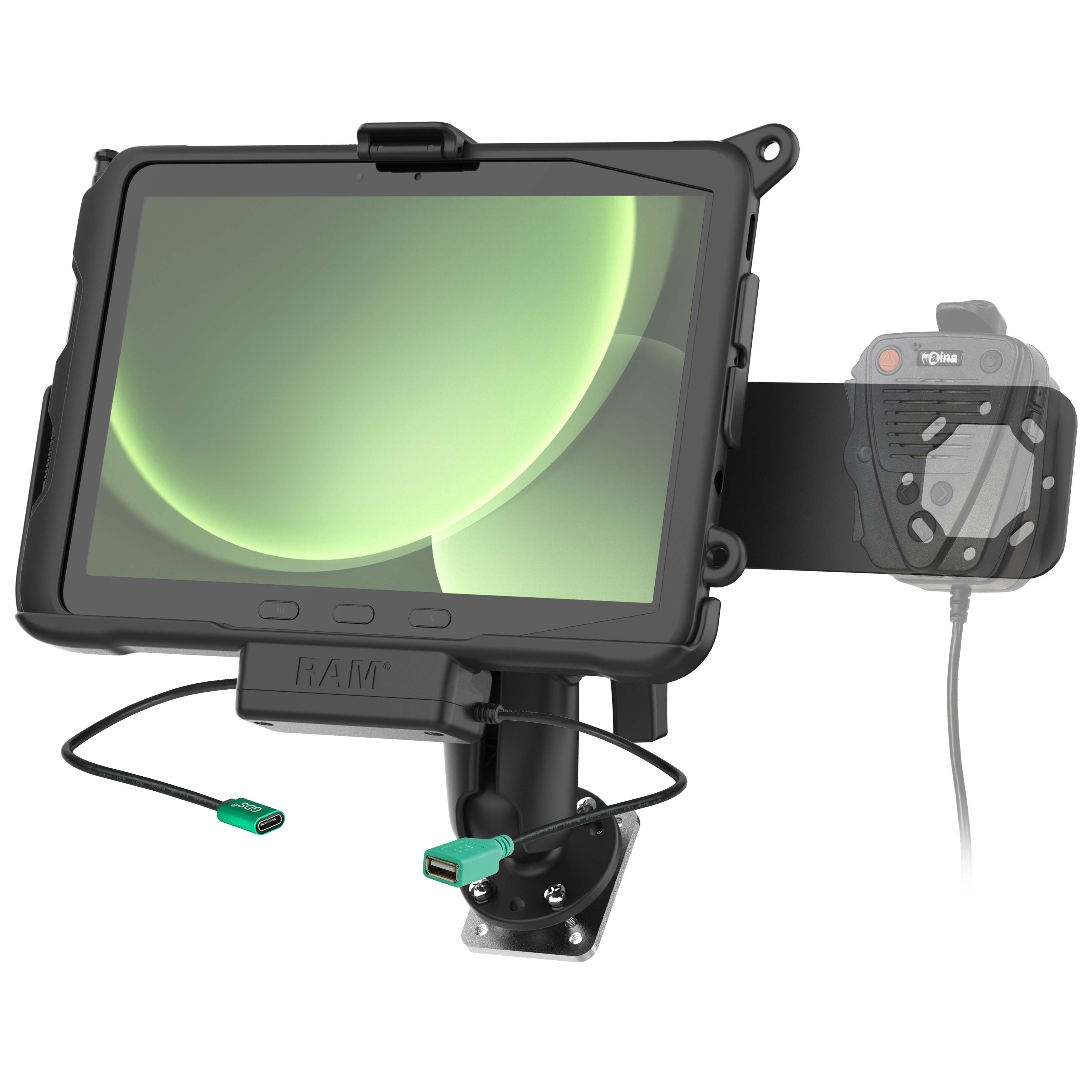 RAM aina ptt voice responder voertuigbundel voor Samsung tab ACTIVE4 pro - RAM Mounts RAM-101-SAM52CP-PTT1