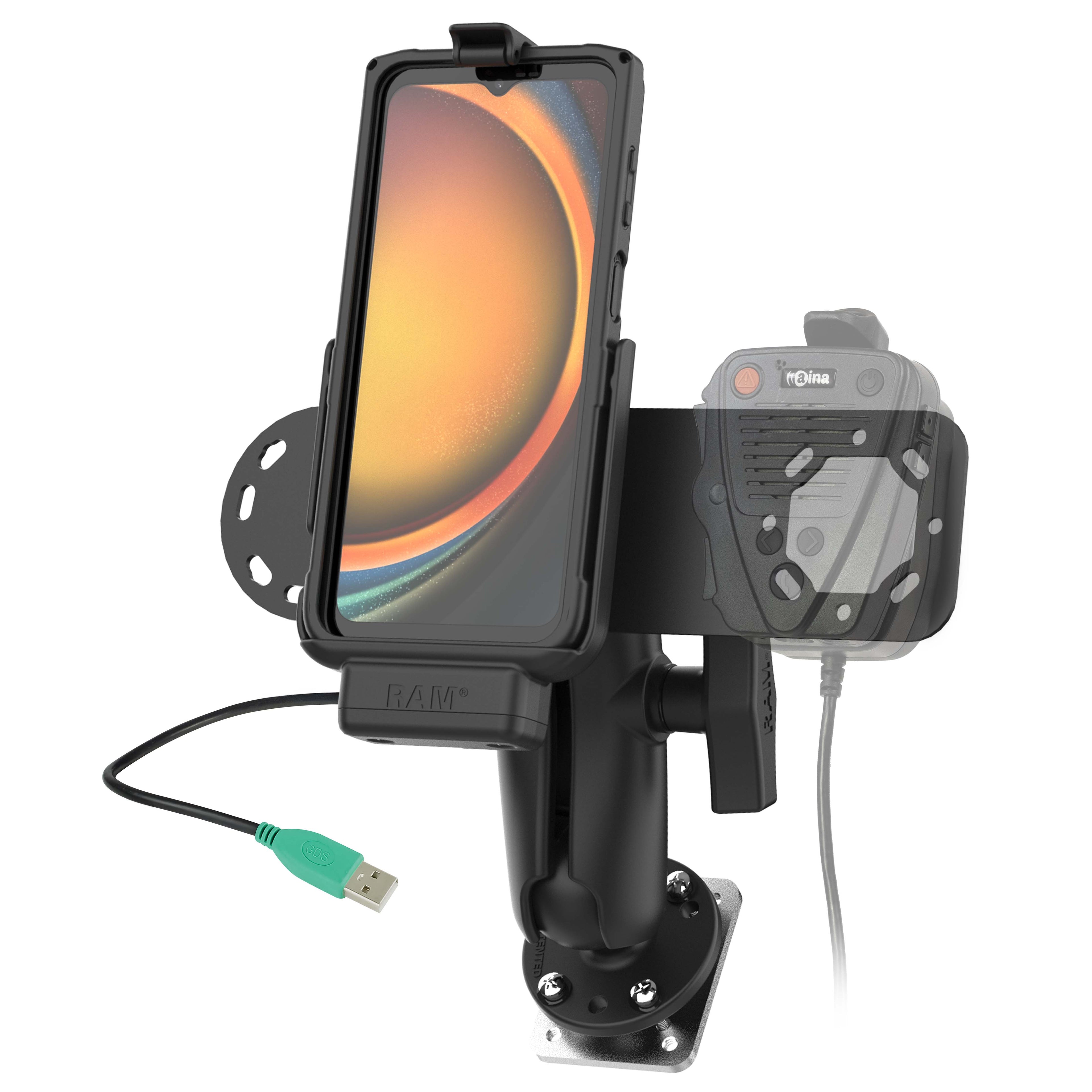 RAM aina ptt voice responder bundel voor Samsung XCOVER7 pro 6 pro - RAM Mounts RAM-101-SAM84CP-PTT1
