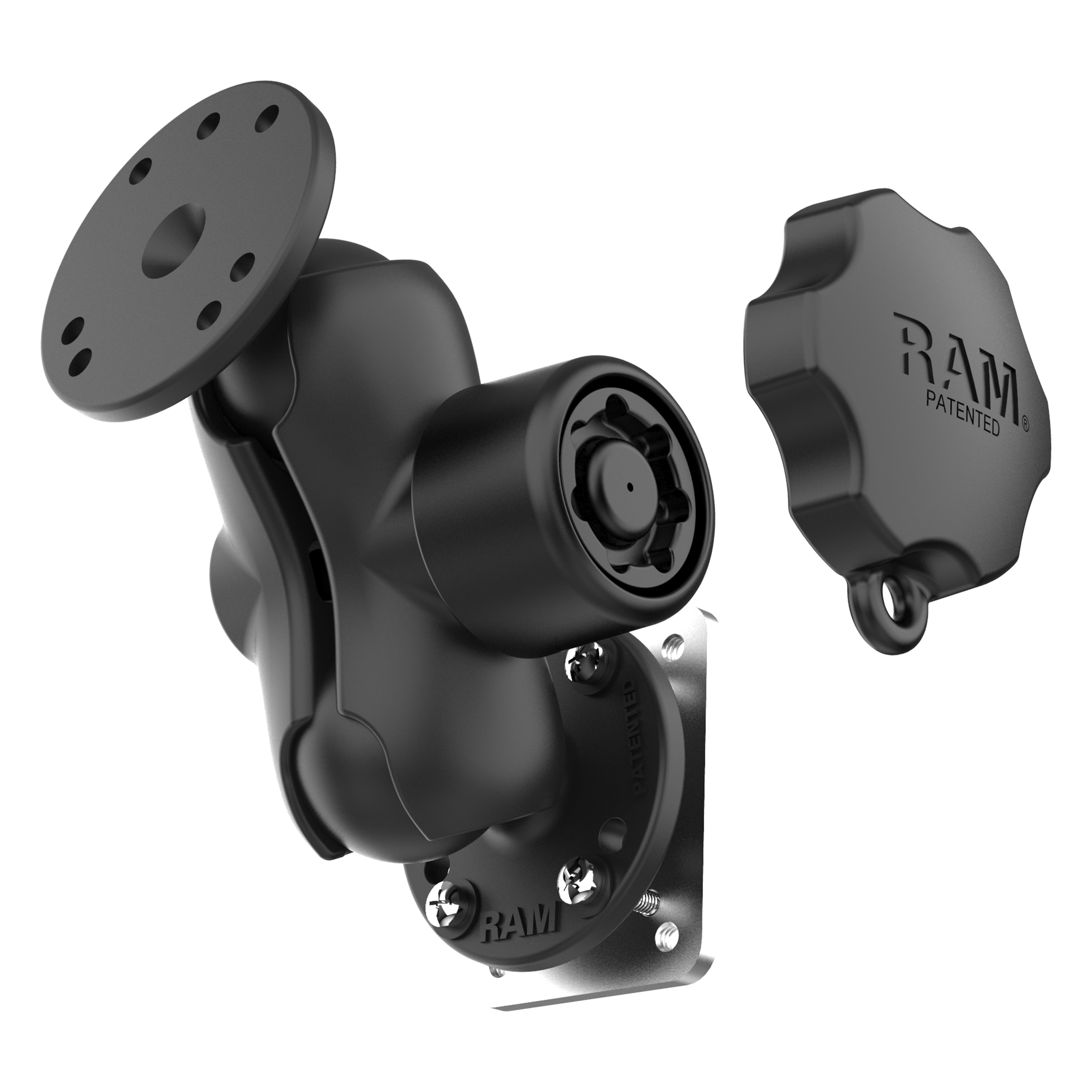 RAM Vergrendelbare Dashboard Bevestiging met Achterplaat C Maat Kort - Schoefbevestiging - RAM Mounts RAM-101L-B-225B2U afbeelding 1