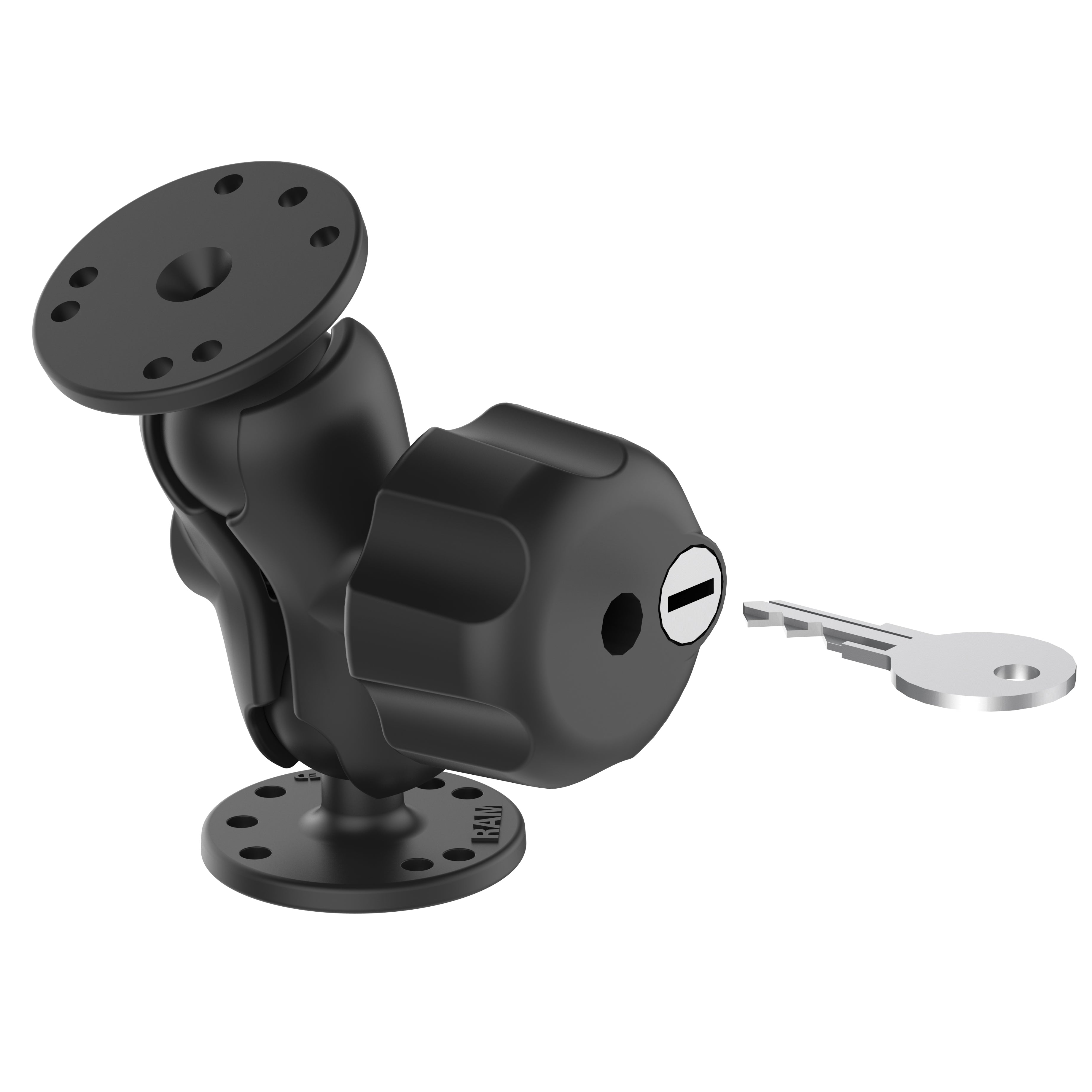 RAM Dubbele Bal Montage met Sleutel Slot Knop - C Maat Kort - RAM Mounts RAM-101U-BL afbeelding 1