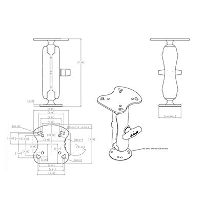 RAM Visvinder Montage voor Humminbird Apparaten - C Maat Medium - RAM Mounts RAM-107U afbeelding 2