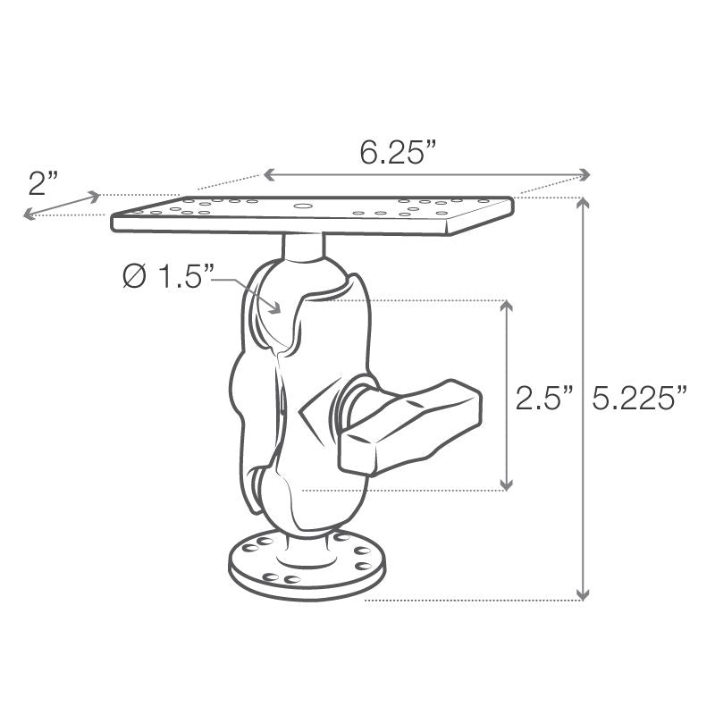 RAM Universele Maritieme Elektronica Montage - C Maat - Kort - RAM Mounts RAM-111U-B afbeelding 4