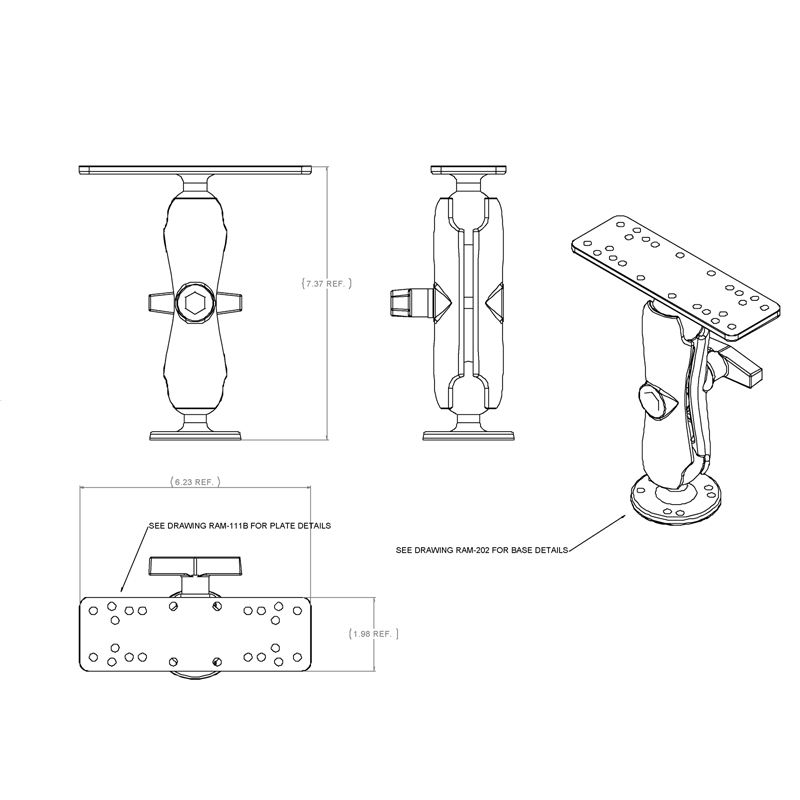 RAM Drill-Down Maritieme Elektronische Montage - RAM Mounts RAM-111U afbeelding 3