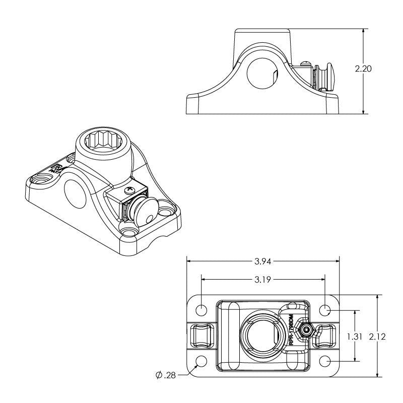 RAM ROD® Dwarsschot/Vlakke oppervlakte basis - RAM Mounts RAM-114BMPU afbeelding 3