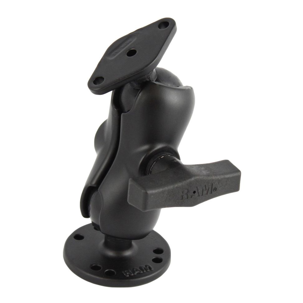 RAM Dubbele Bal Montage met Diamantplaat Adapter - Kort - RAM Mounts RAM-138U-B afbeelding 1