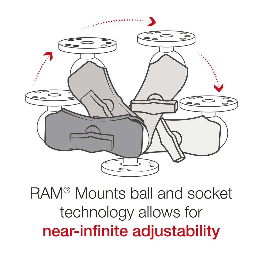 RAM Dubbele Socket Arm - C Maat Kort - RAM Mounts RAM-201U-B afbeelding 5