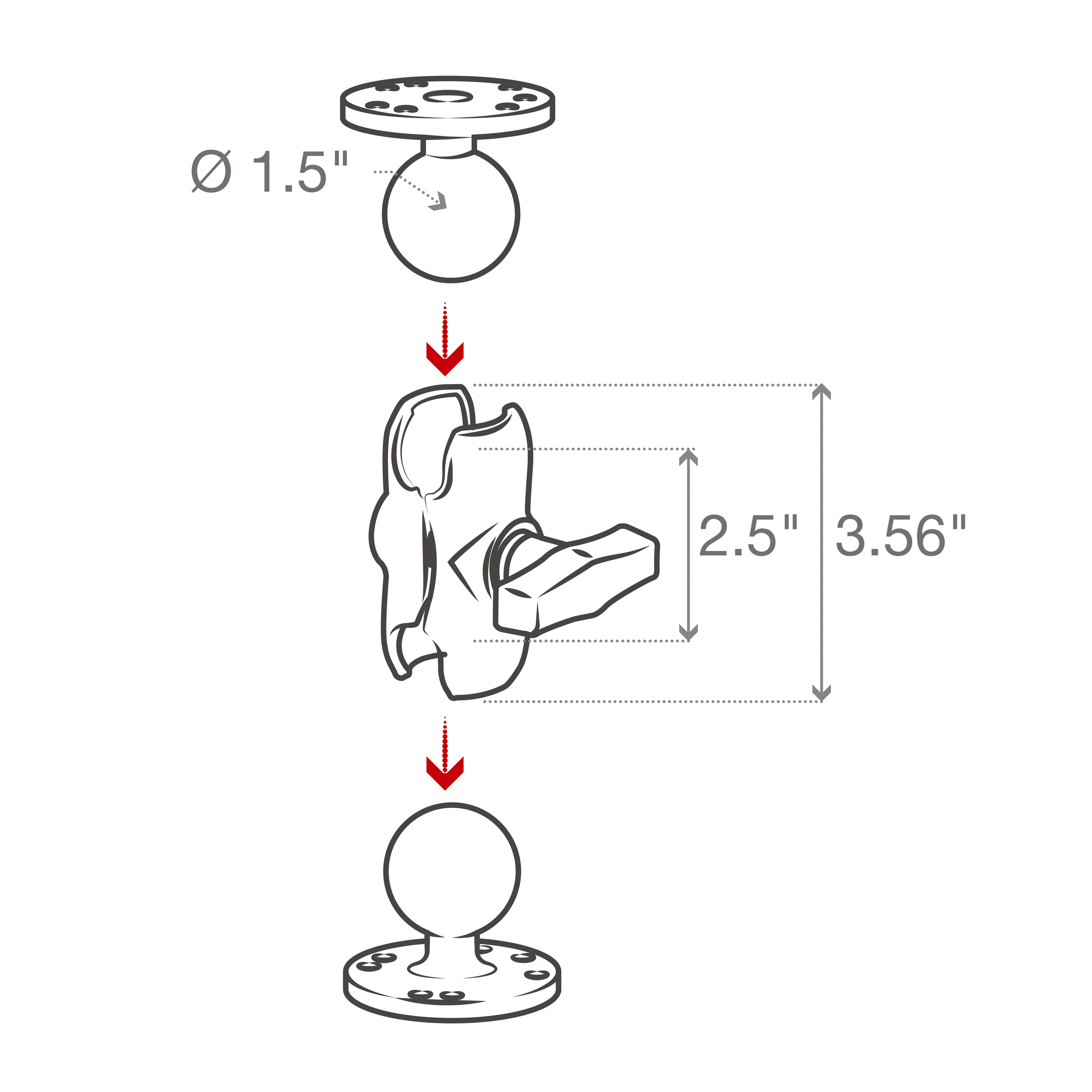 RAM Dubbele Socket Arm - C Maat Kort - RAM Mounts RAM-201U-B afbeelding 6