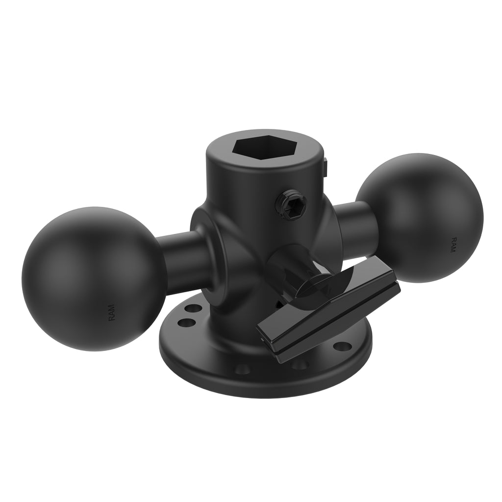 RAM dubbele bal adapter met ronde basis en knop - RAM Mounts RAM-217U