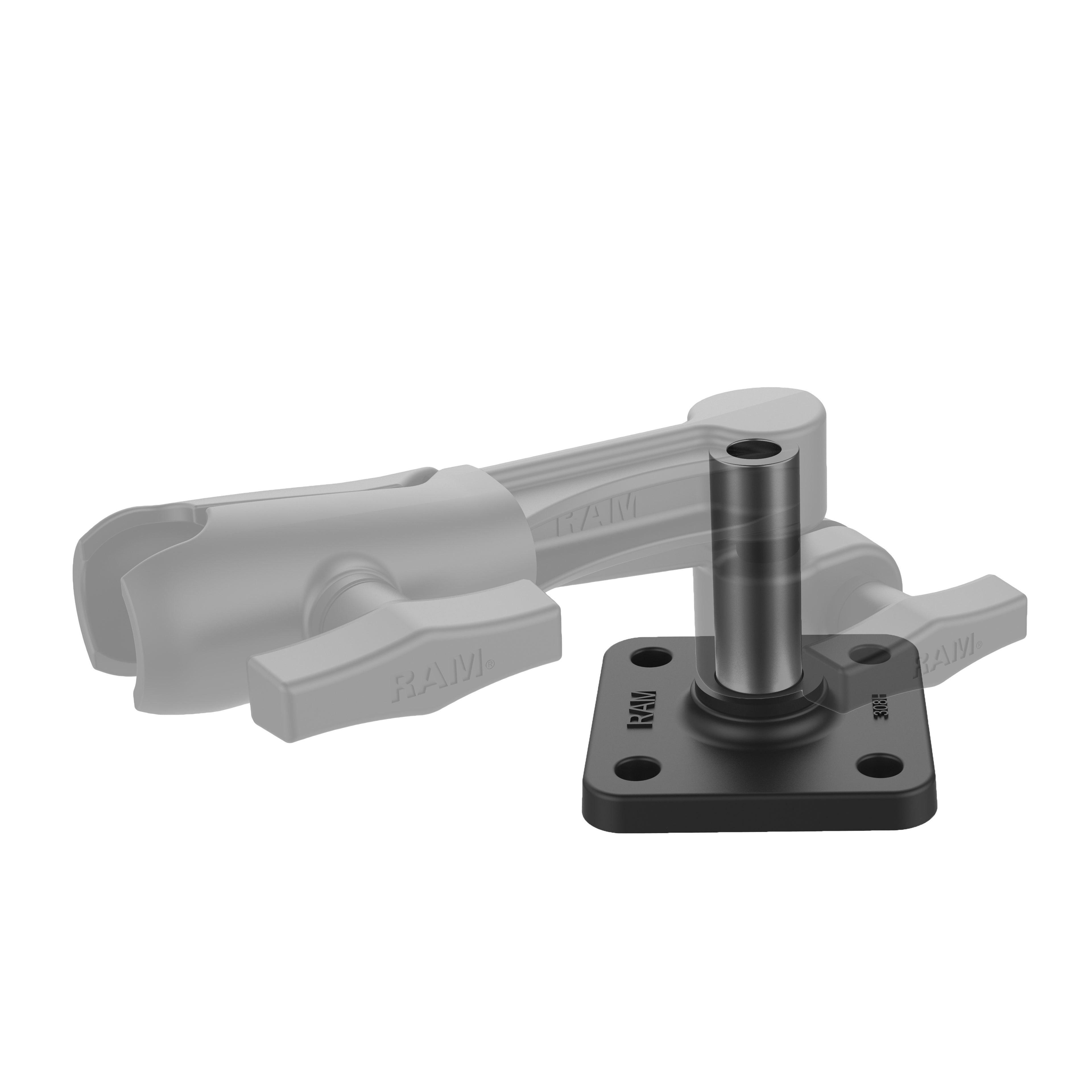 RAM Horizontale Montagebasis met 1/2" NPT-paal - RAM Mounts RAM-304B-HP afbeelding 2
