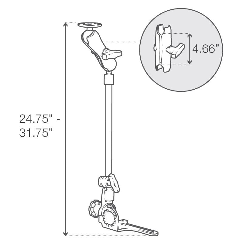RAM Pod HD™ 76,20 cm (30") Voertuigbevestiging met ronde plaat - RAM Mounts RAM-316-HD-18-202U afbeelding 5