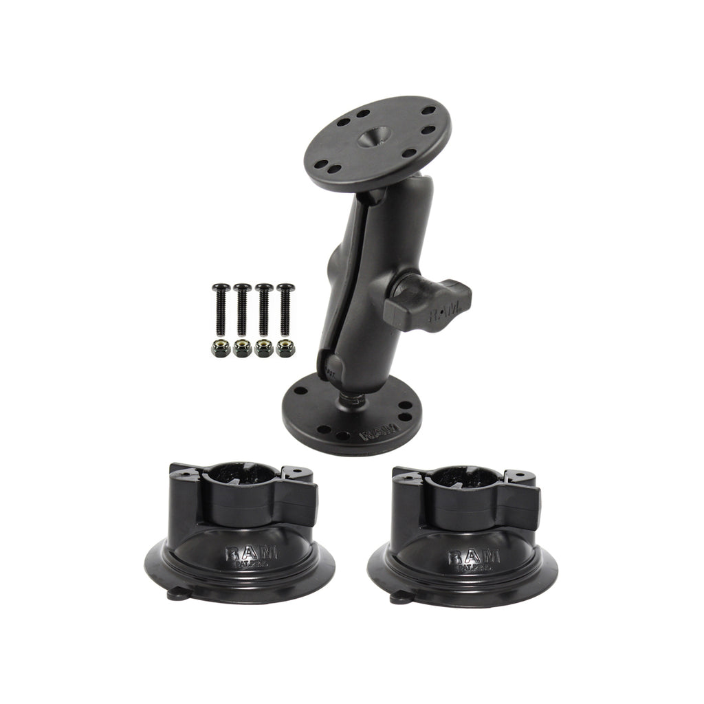 RAM Dubbele Balhouder met Twee RAM Twist-Lock™ Zuigcup Basen - RAM Mounts RAM-333-102-KRA1 afbeelding 1