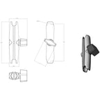 RAM Dubbele Socket Arm - A Maat Lang - RAM Mounts RAM-A-201U-B afbeelding 2