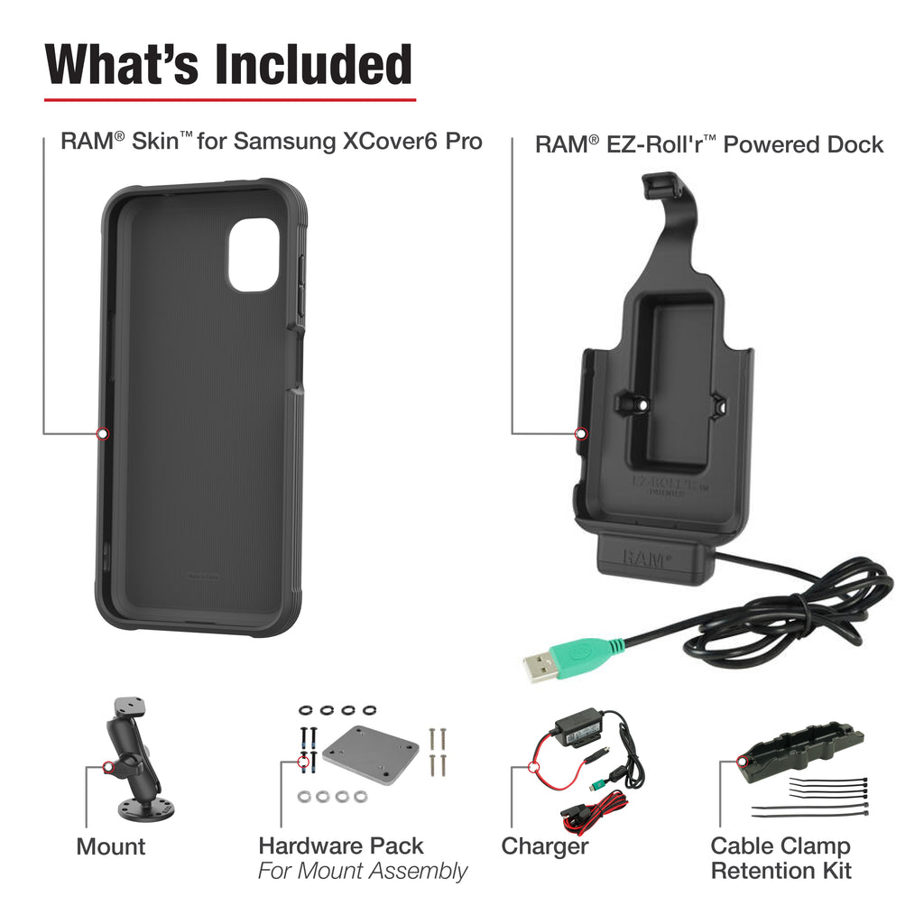 RAM EZ-Roll'r™ Dock en Dashboard Bevestiging voor Samsung XCover7 Pro en 6 Pro - RAM Mounts RAM-B-101-225B2-SAM84-V7B1U afbeelding 3