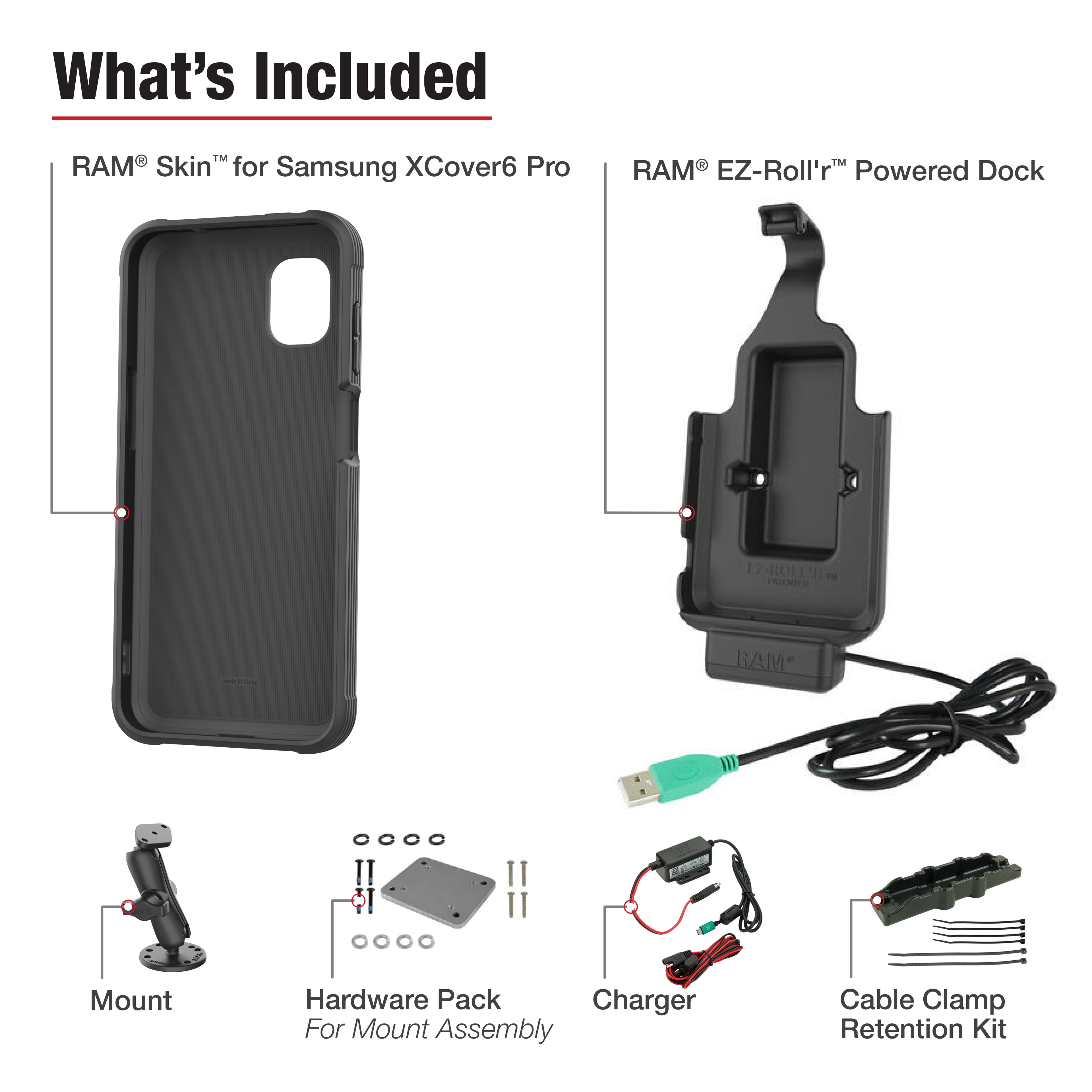 RAM EZ-Roll'r™ Dock en Dashboard Bevestiging voor Samsung XCover7 Pro en 6 Pro - RAM Mounts RAM-B-101-225B2-SAM84-V7B1U afbeelding 3