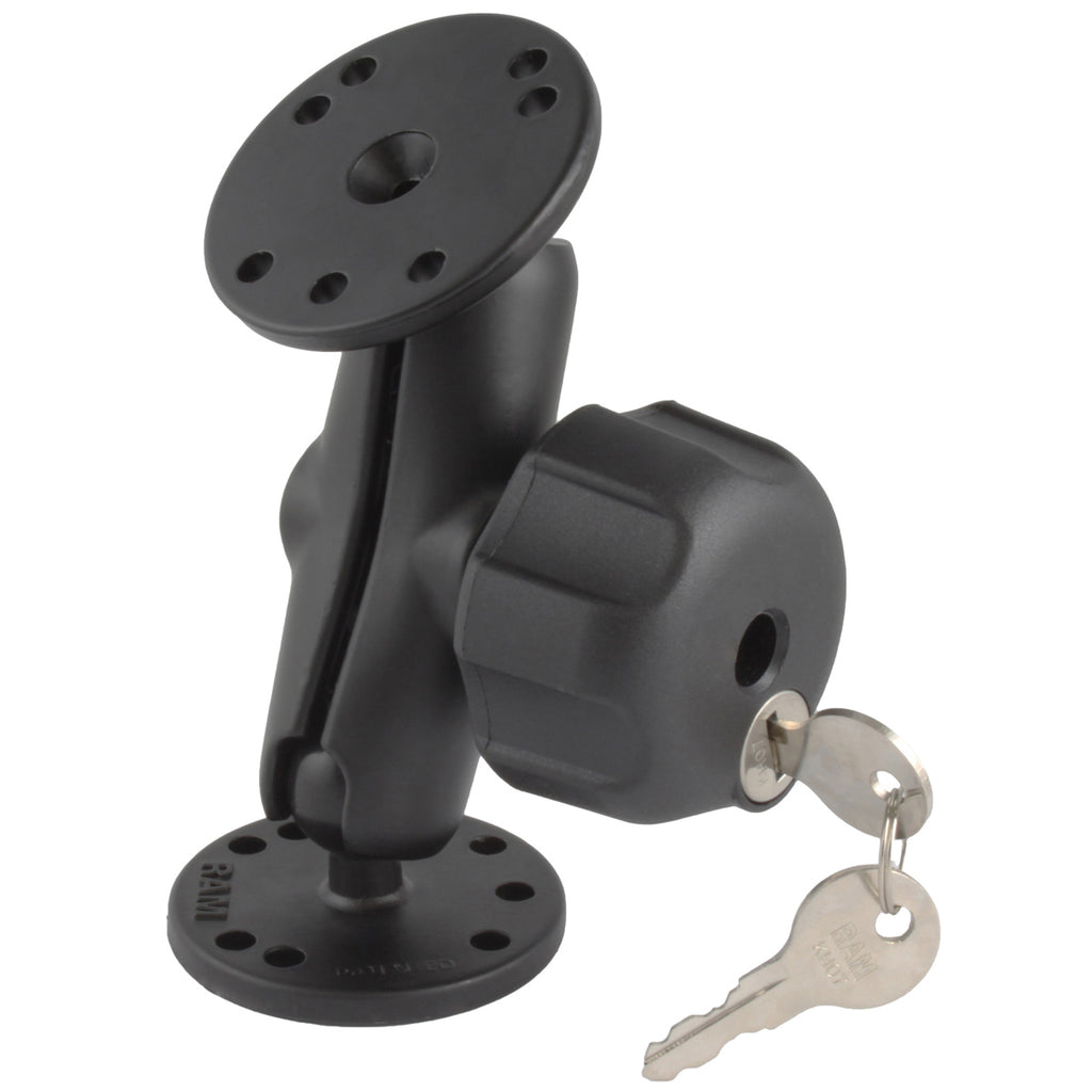 RAM Dubbele Bal Montage met Sleutel Slot Knop - B Maat Medium - RAM Mounts RAM-B-101LU afbeelding 1