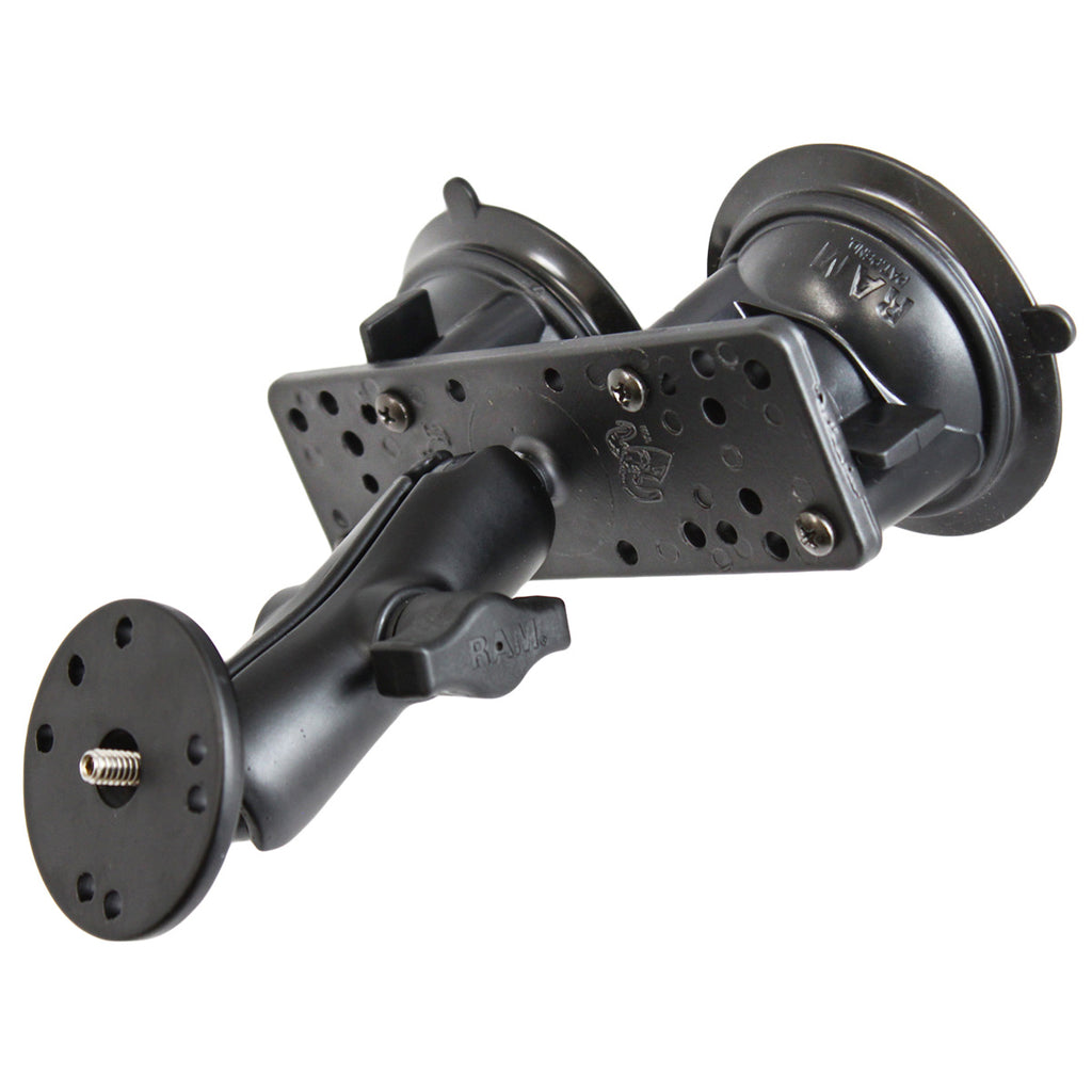 RAM Twist-Lock™ Dual Zuigbevestiging met 1/4 "-20 Male Threaded Adapter - RAM Mounts RAM-B-101U-BR1 afbeelding 1