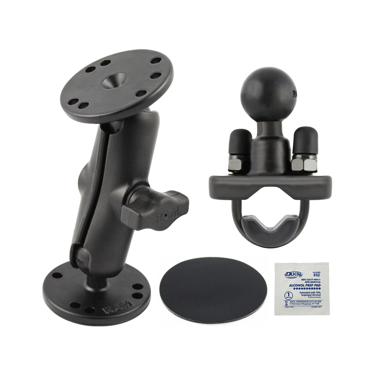 RAM Dubbele Bal Mount met Boor-Down, U-Bout & Adhesive Bases - RAM Mounts RAM-B-101U-CR1 afbeelding 1
