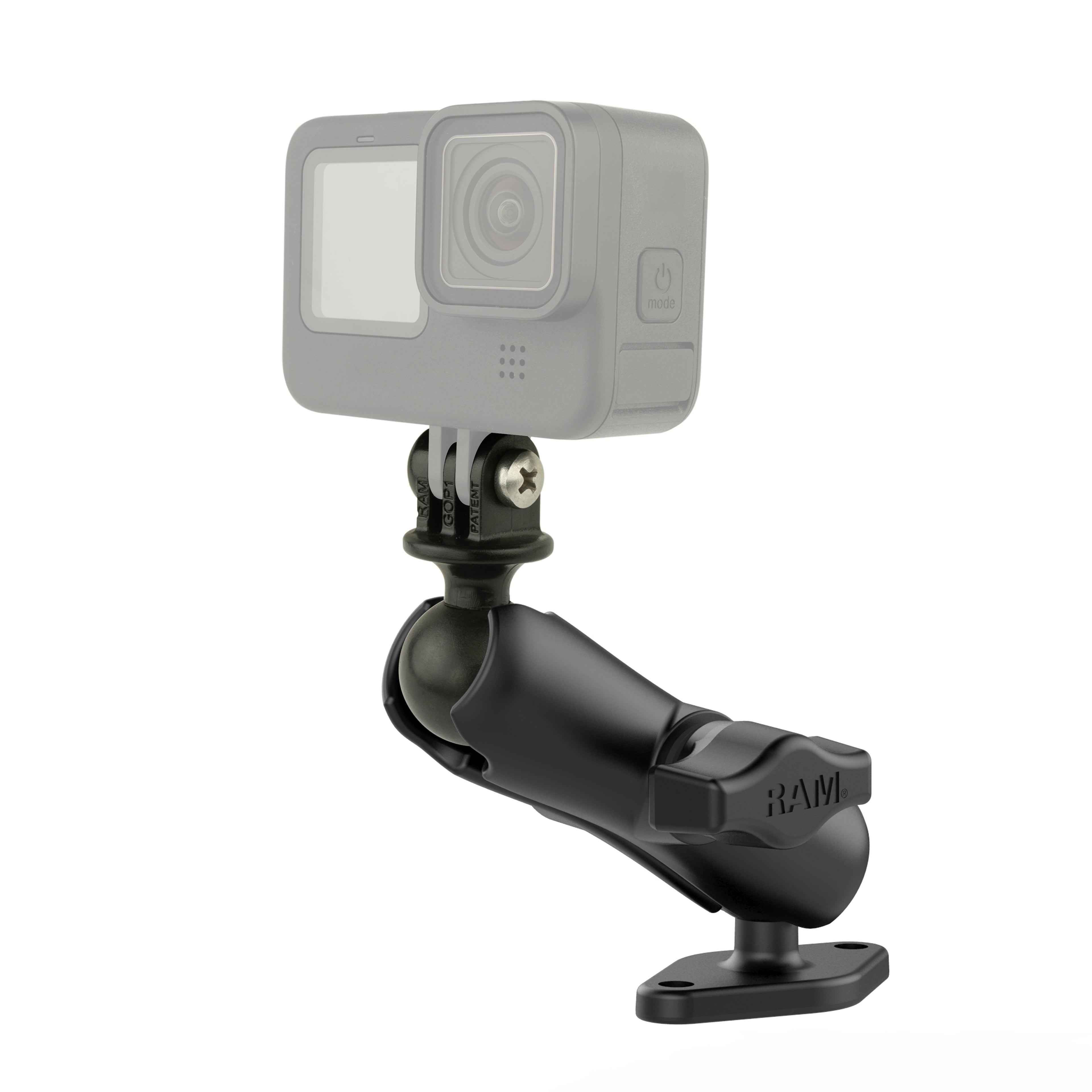 RAM dubbele kogel diamantplaat montage met actie camera adapter - RAM Mounts RAM-B-102-GOP1U