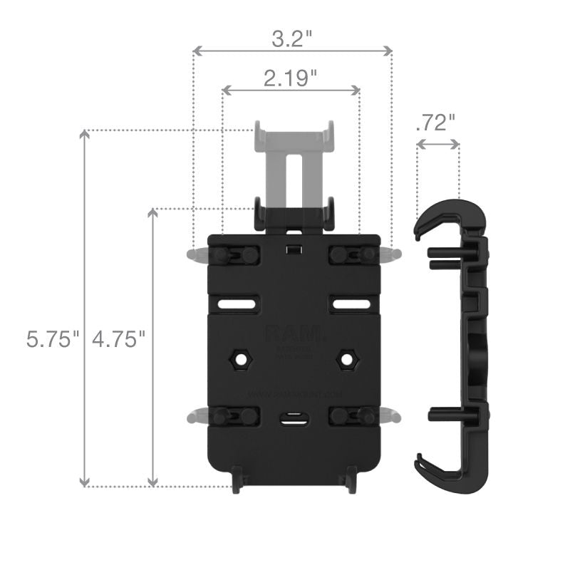 RAM Quick-Grip™ Telefoonhouder met RAM Twist-Lock™ Zuignapbevestiging - RAM Mounts RAP-105-6224-PD3U afbeelding 3