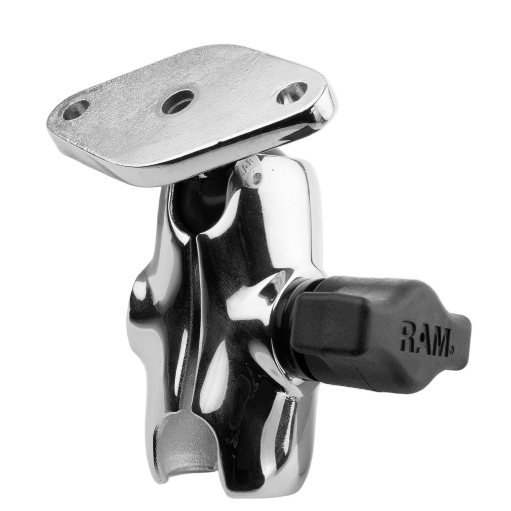 RAM Chrome Dubbele Socket Arm met Diamantplaat - Korte Arm - RAM Mounts RAM-B-103-A-238CHU afbeelding 1