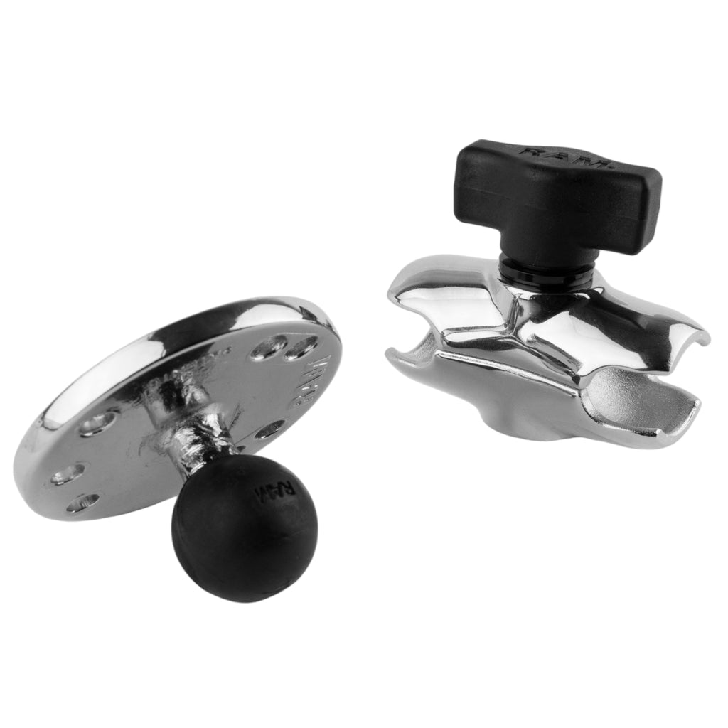 RAM Chrome Dubbele Socket Arm met Ronde Plaat - Korte Arm - RAM Mounts RAM-B-103CHU-A afbeelding 2