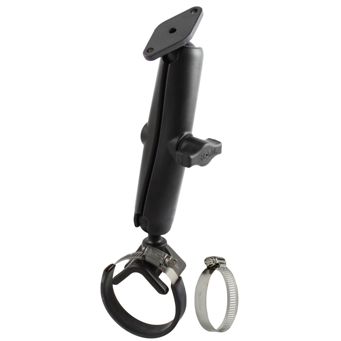 RAM Dubbele Bal Riem Slangklem Montage met Diamantplaat - Lang - RAM Mounts RAM-B-108-C-238 afbeelding 1