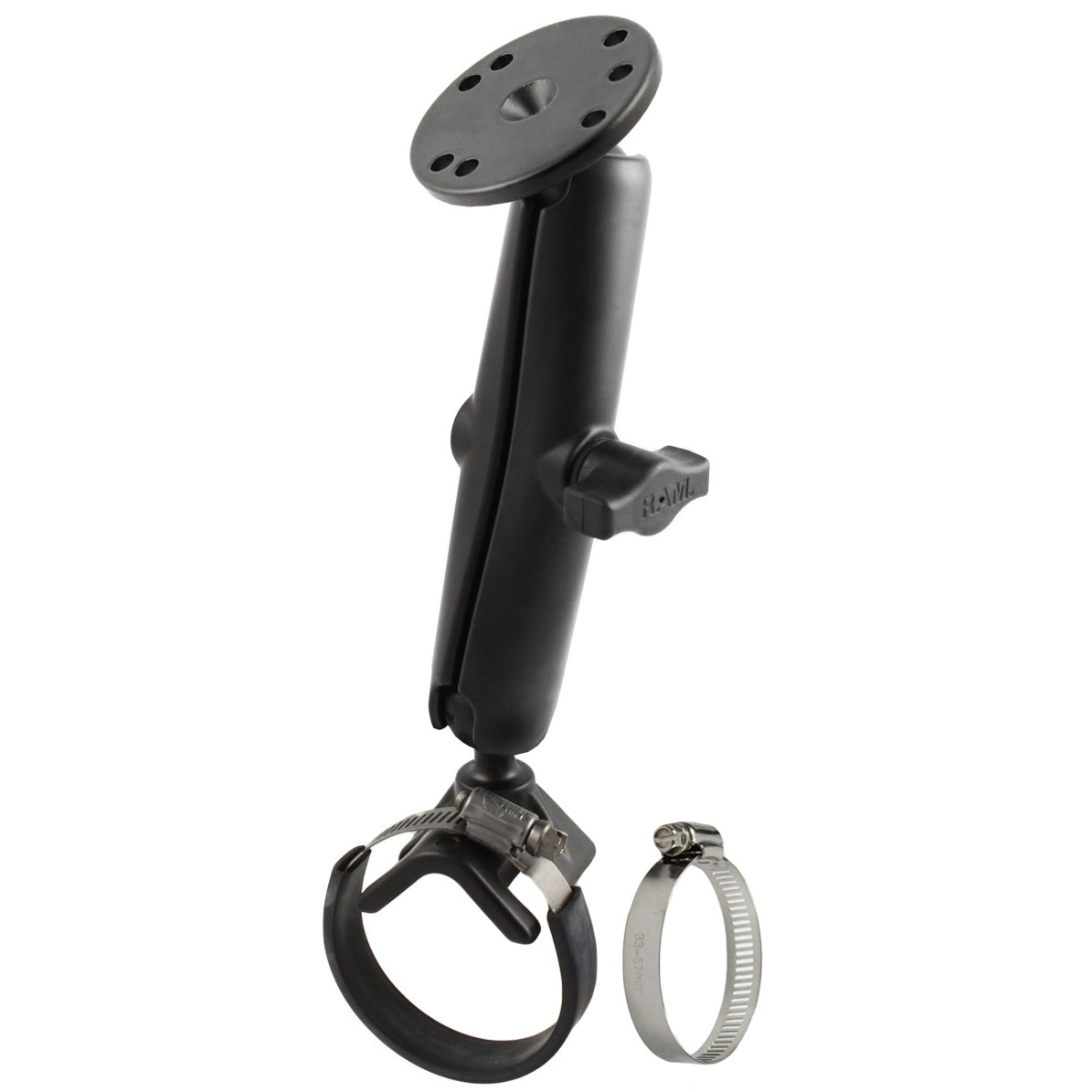 RAM Dubbele Bal Riem Slangklem Montage met Ronde Plaat - Lange - RAM Mounts RAM-B-108-C afbeelding 1