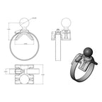 RAM Band Slangklem Montage Bal Basis 1" - 2.1" - RAM Mounts RAM-B-108BU afbeelding 3