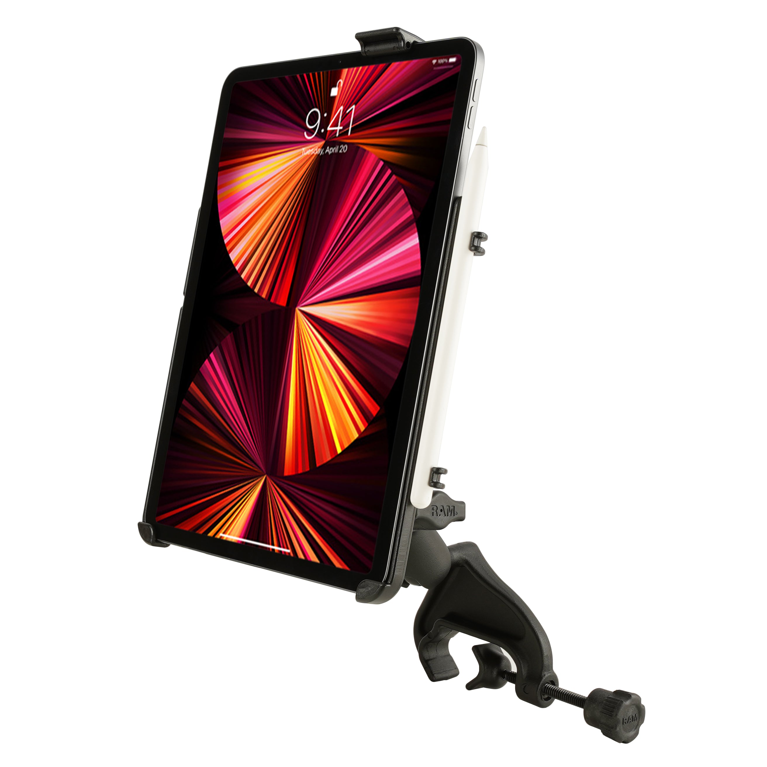 RAM Koppelklem Montage voor iPad Pro 27,94 cm (11") 1-4 Gen, Air 5 & 27,94 cm (11") (M2, M3, M4) - RAM Mounts RAM-B-121-AP23U afbeelding 1