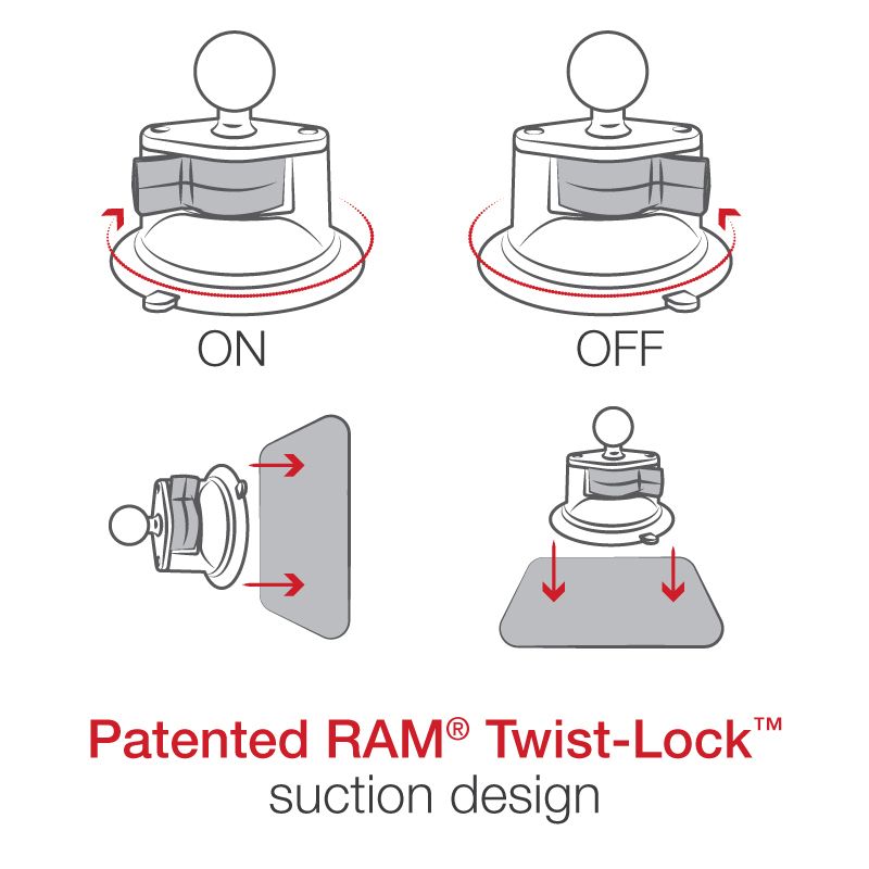 RAM Twist-Lock™ Zuignapbevestiging voor Apple iPad mini 4 & 5 - RAM Mounts RAM-B-166-AP20U afbeelding 6