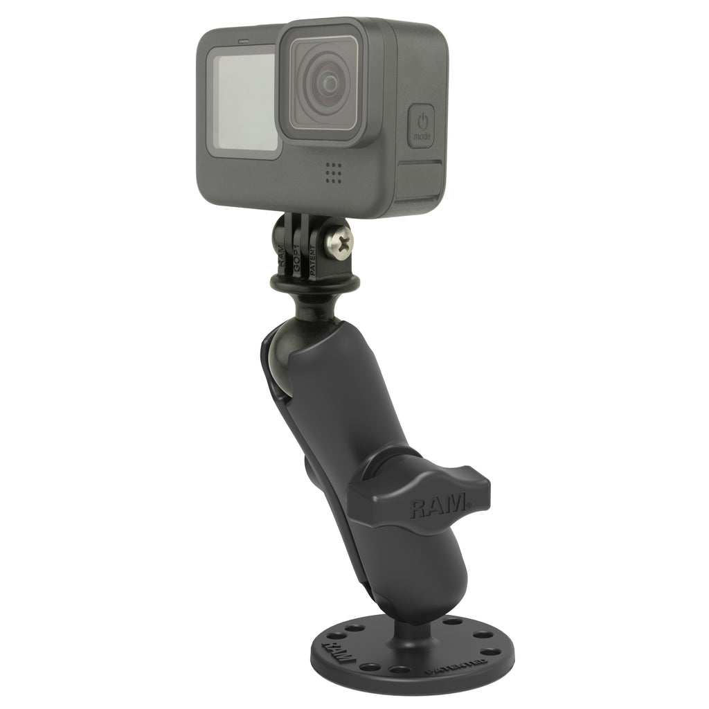 RAM drill down montage met universele actie camera adapter - RAM Mounts RAM-B-138-GOP1U