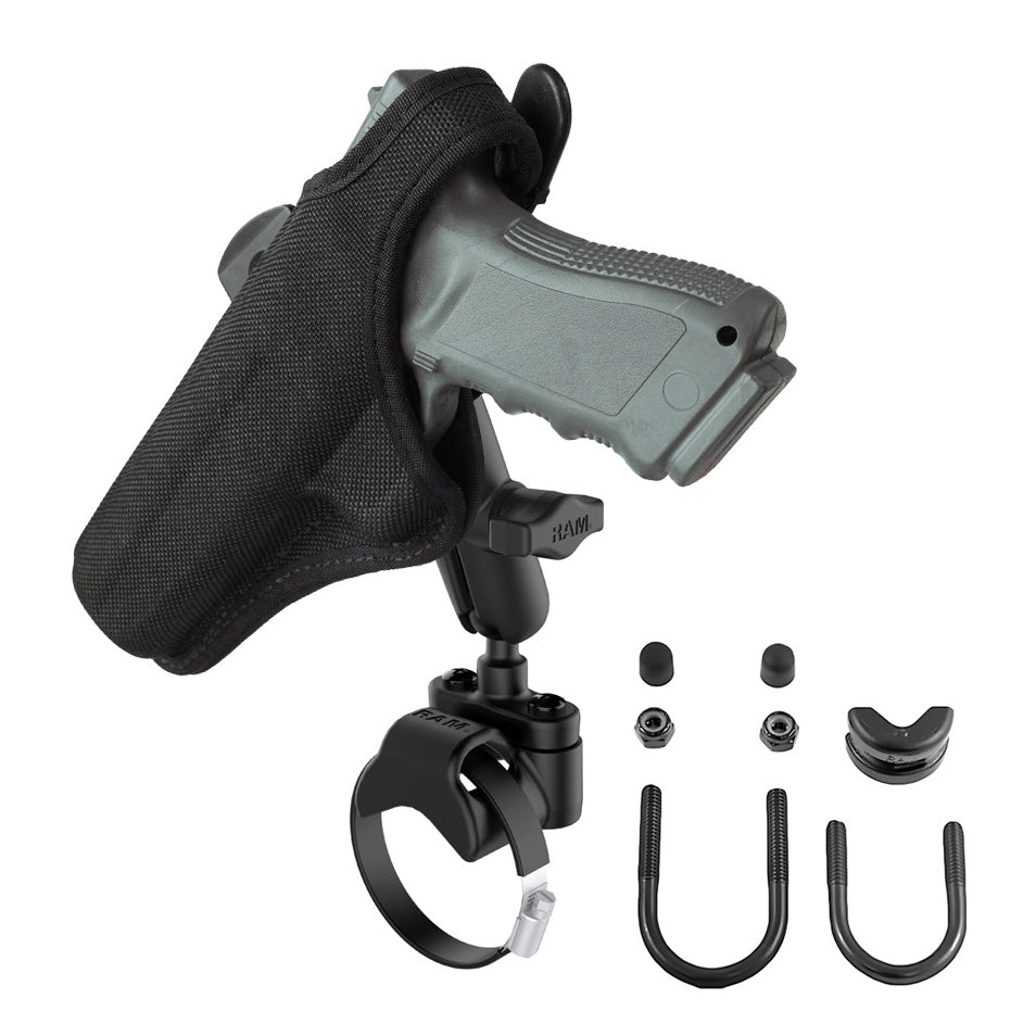 RAM atvside by side dubbele kogel railmontage met pistoolholster clip - RAM Mounts RAM-B-149Z-2-GUN1U