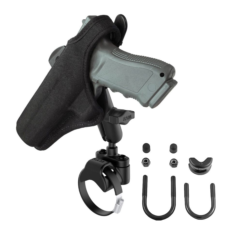 RAM ATV/Side By Side Dubbele Kogel Railmontage met Pistoolholster Clip - RAM Mounts RAM-B-149Z-2-GUN1U afbeelding 1