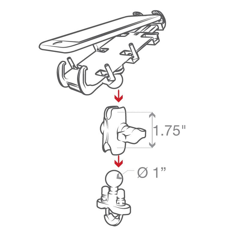 RAM Quick-Grip™ Telefoonhouder met stuur U-Bout Basis - Kort - RAM Mounts RAM-B-149Z-A-PD3U afbeelding 6