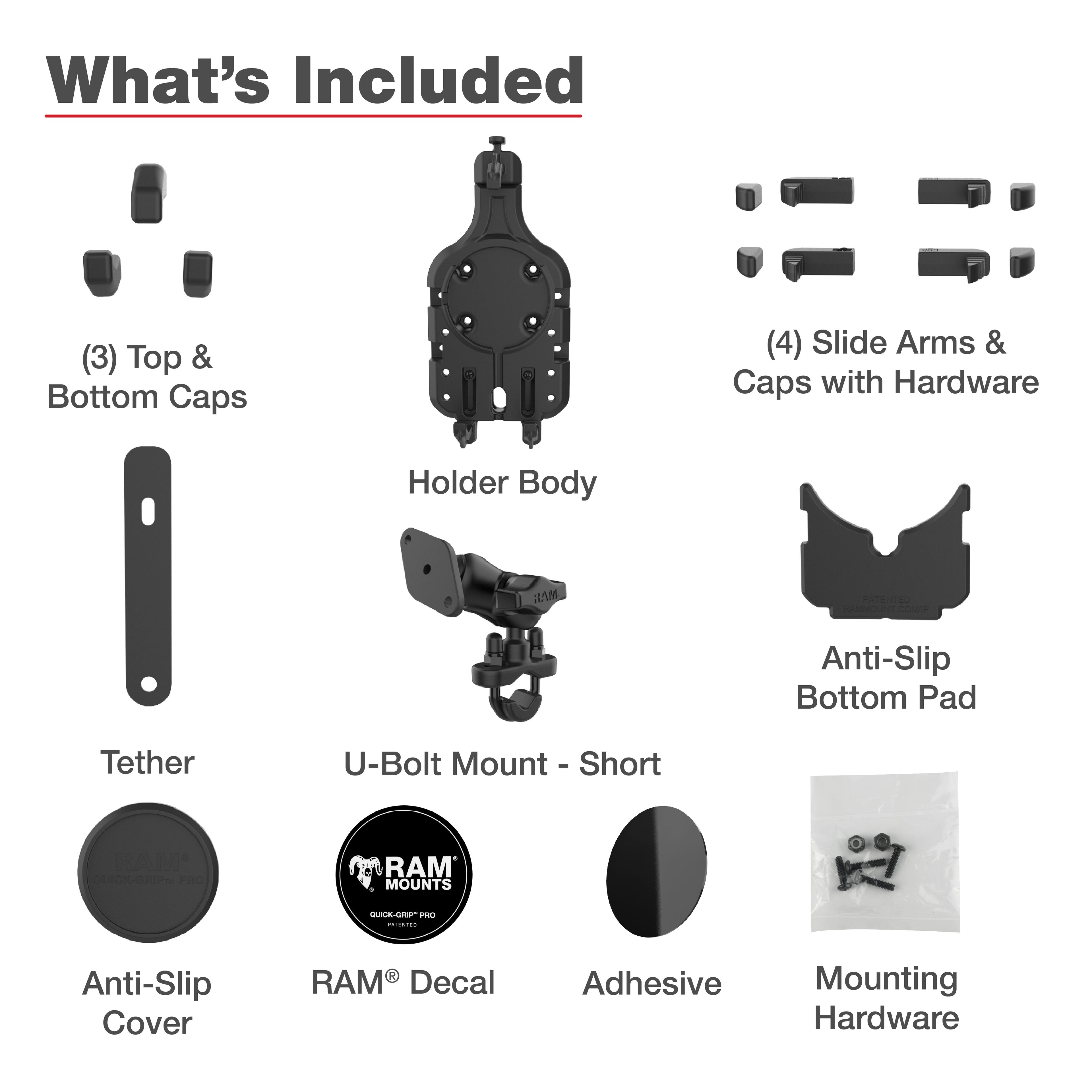 RAM Quick-Grip™ Pro Telefoonhouder met Stuur U-Beugel Basis - Kort - RAM Mounts RAM-B-149Z-A-PD5U afbeelding 6