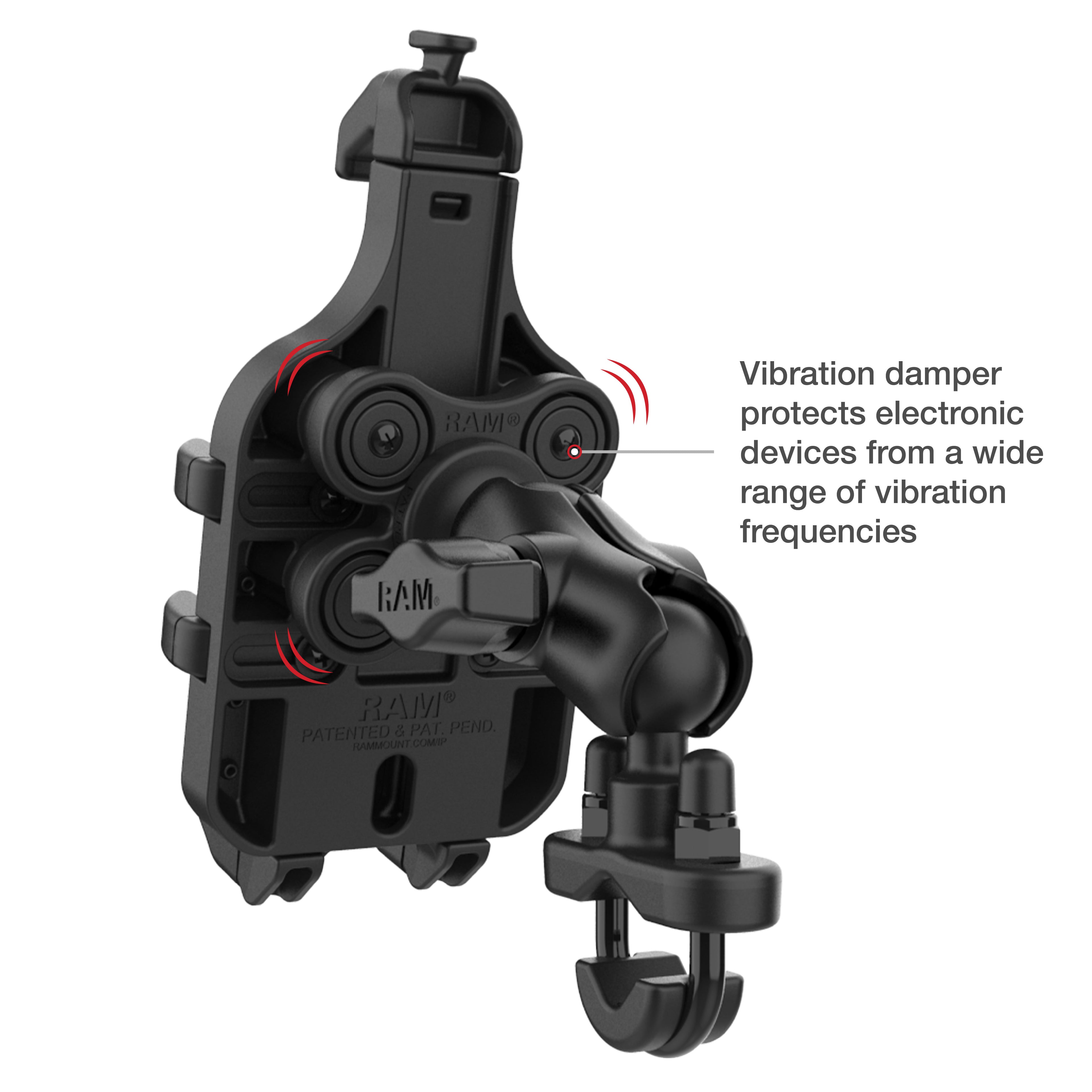 RAM Quick-Grip™ Pro Telefoonbevestiging met Trillinsdemping + U-Bout Basis - RAM Mounts RAM-B-149Z-A-PD5VU afbeelding 3