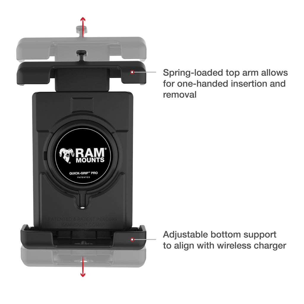 RAM Quick-Grip™ Pro XL Telefoonbevestiging met Fork Stem Basis - Kort - RAM Mounts RAM-B-176-A-PD7U afbeelding 4