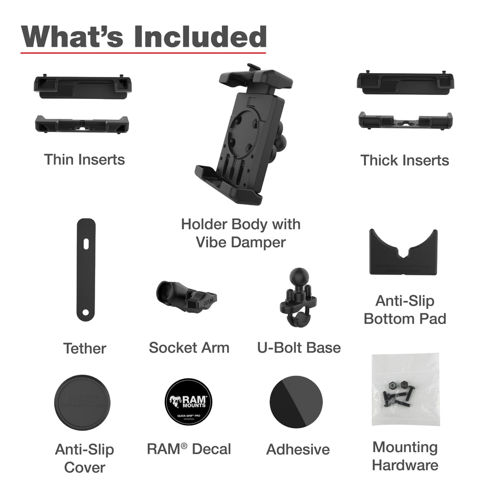 RAM Quick-Grip™ Pro XL Trillingdempende Telefoonbevestiging met U-bout basis - RAM Mounts RAM-B-149Z-A-PD7VU afbeelding 7