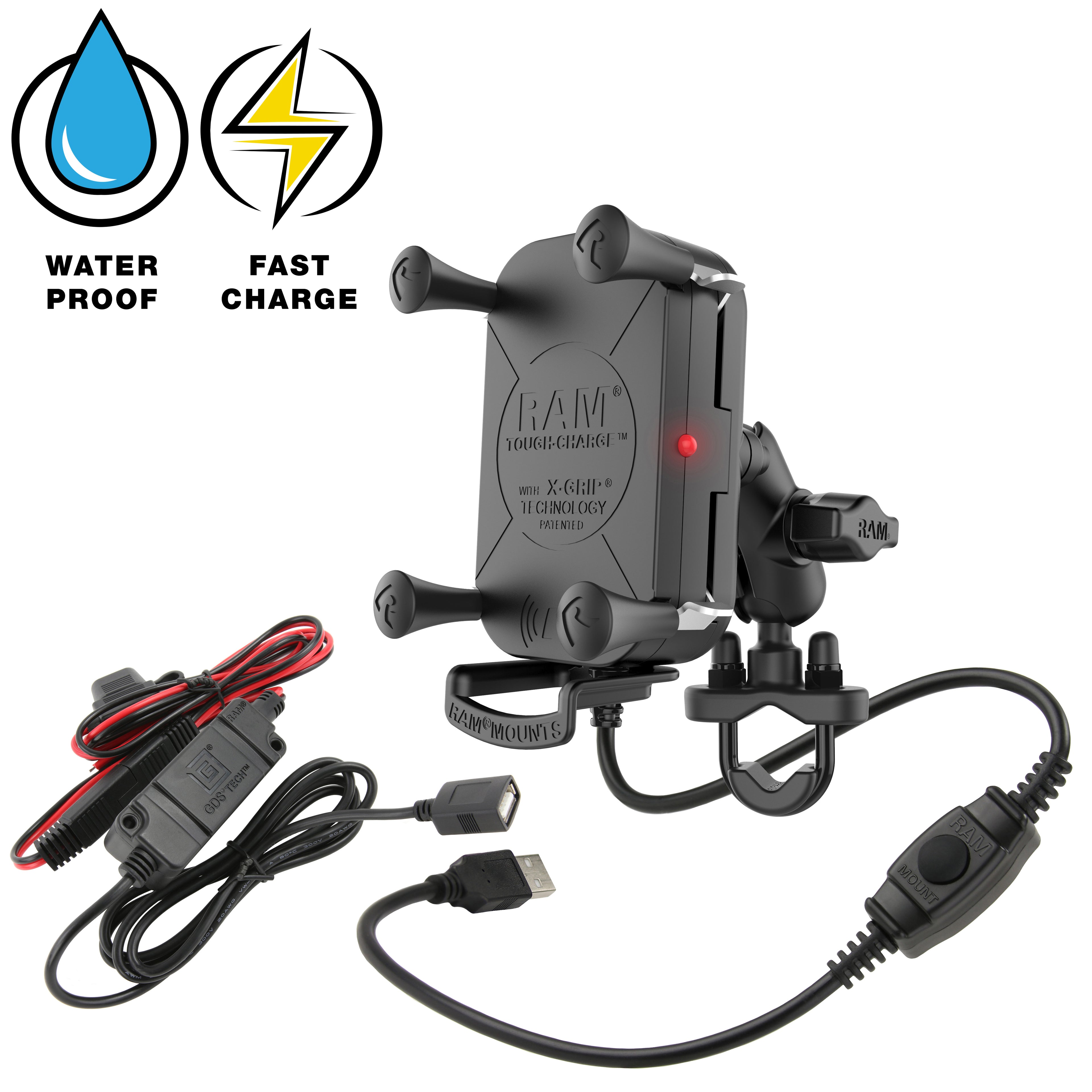 RAM Tough-Charge™ 15W Waterdichte Draadloze Oplaad Motorfietshouder - RAM Mounts RAM-B-149Z-A-UN12W-V7M-1 afbeelding 1