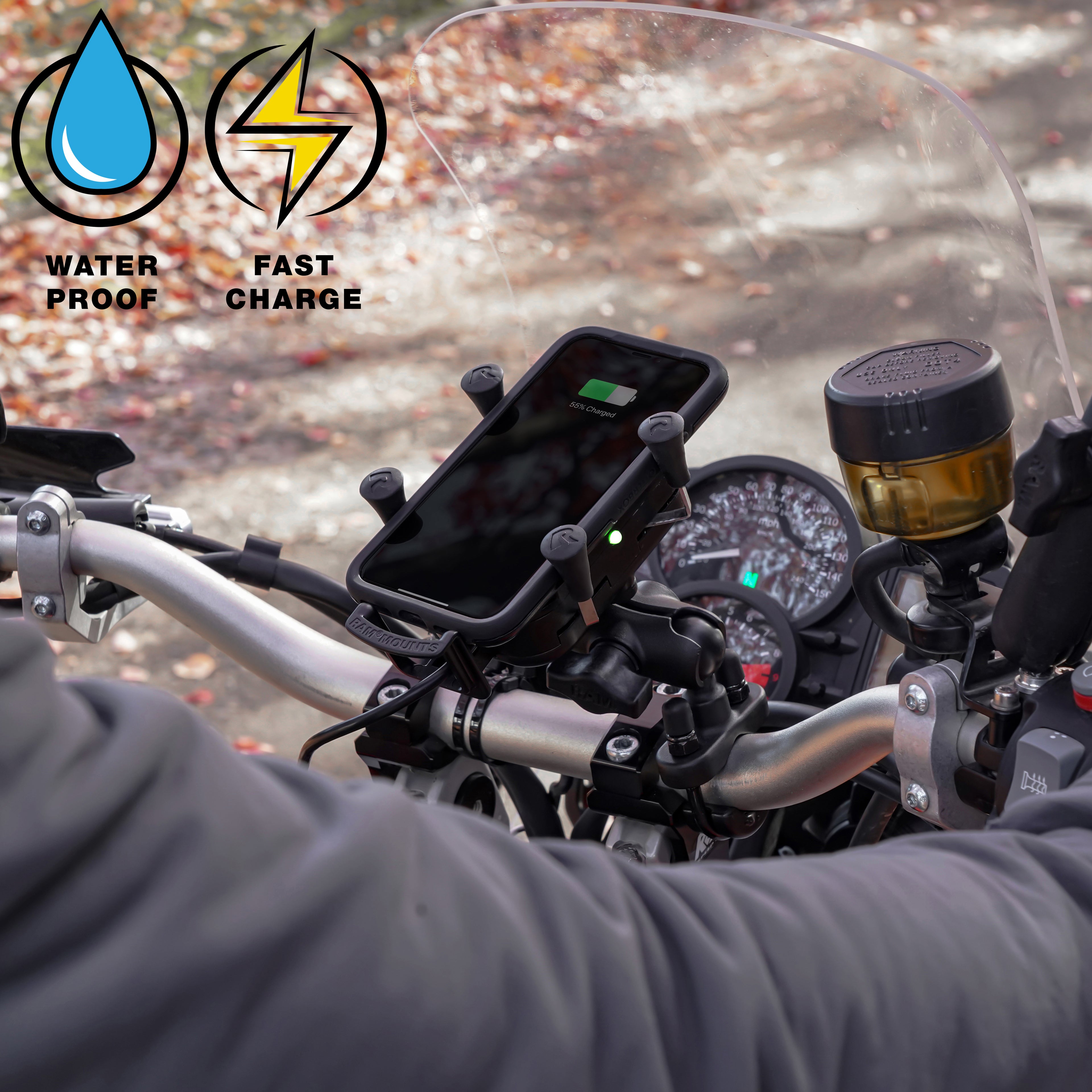 RAM Tough-Charge™ 15W Waterdichte Draadloze Oplaad Motorfietshouder - RAM Mounts RAM-B-149Z-A-UN12W-V7M-1 afbeelding 5