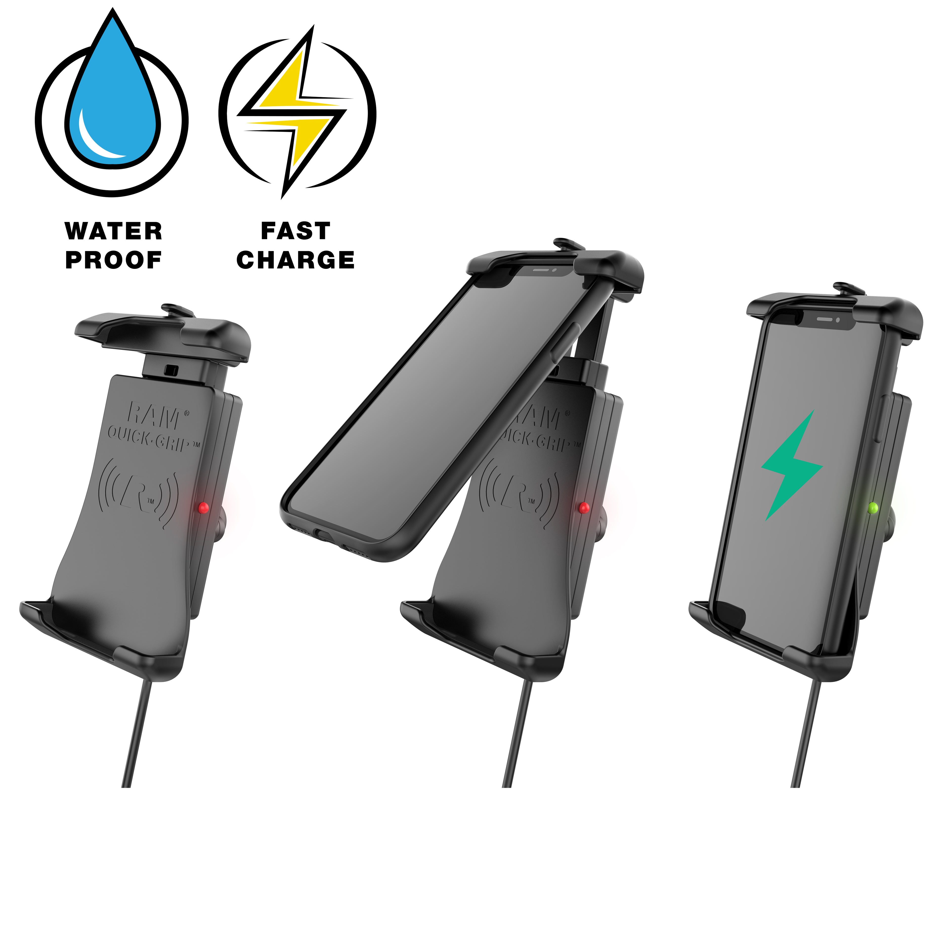 RAM Quick-Grip™ 15W Waterdichte Draadloze Oplaadhandgreepbevestiging - RAM Mounts RAM-B-149Z-A-UN14W-V7M-1 afbeelding 2