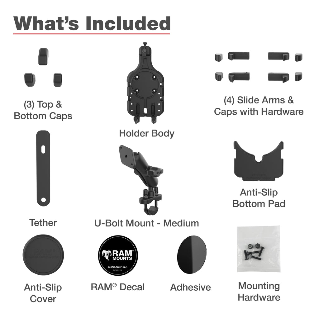 RAM Quick-Grip™ Pro Telefoonbevestiging met Stuurpen U-Bolt Basis - Medium - RAM Mounts RAM-B-149Z-PD5U afbeelding 6