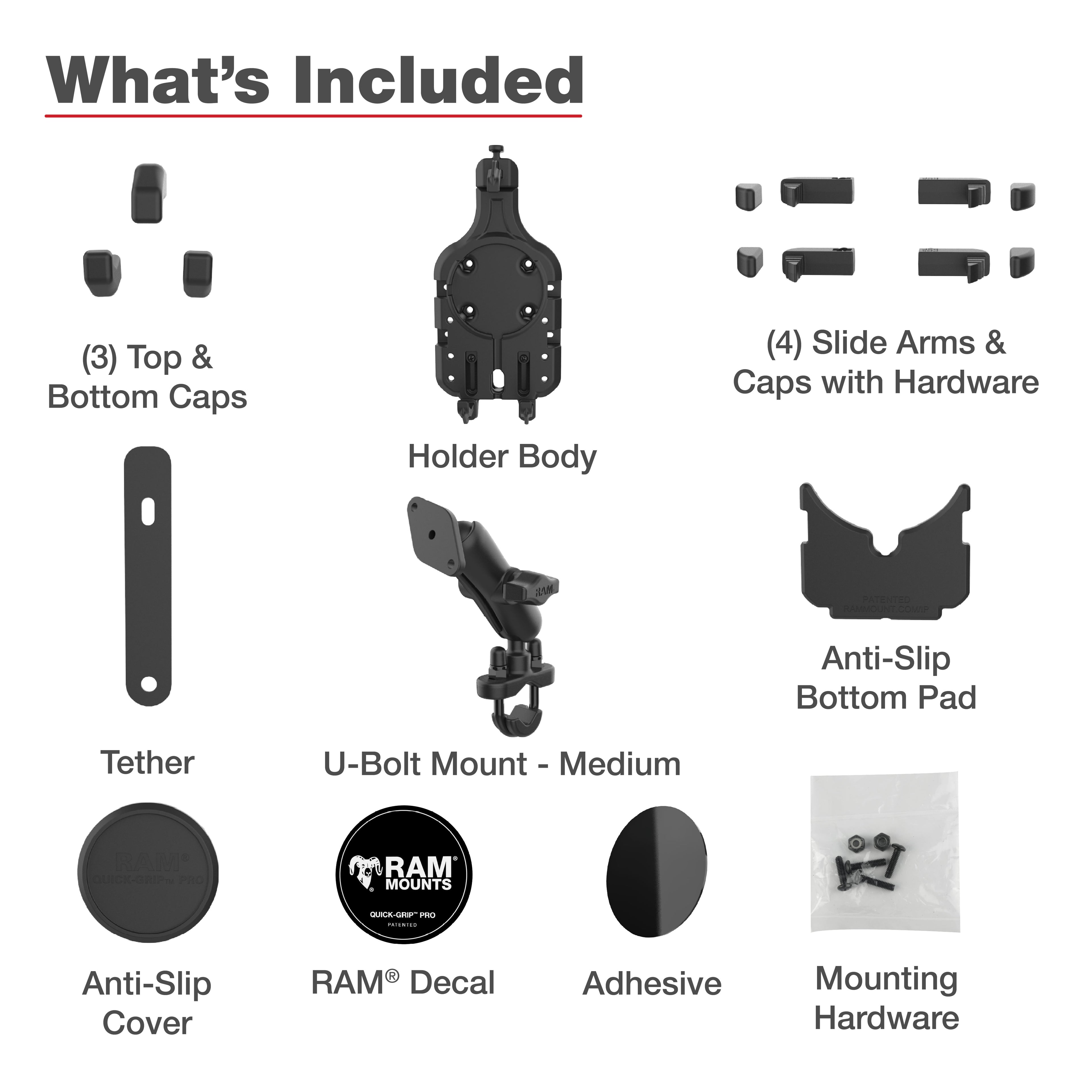 RAM Quick-Grip™ Pro Telefoonbevestiging met Stuurpen U-Bolt Basis - Medium - RAM Mounts RAM-B-149Z-PD5U afbeelding 6