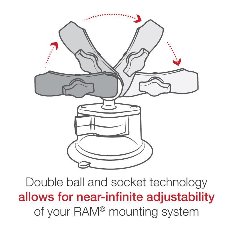 RAM Twist-Lock™ Zuigcupbasis met dubbele socketarm - RAM Mounts RAM-B-166-103U afbeelding 4