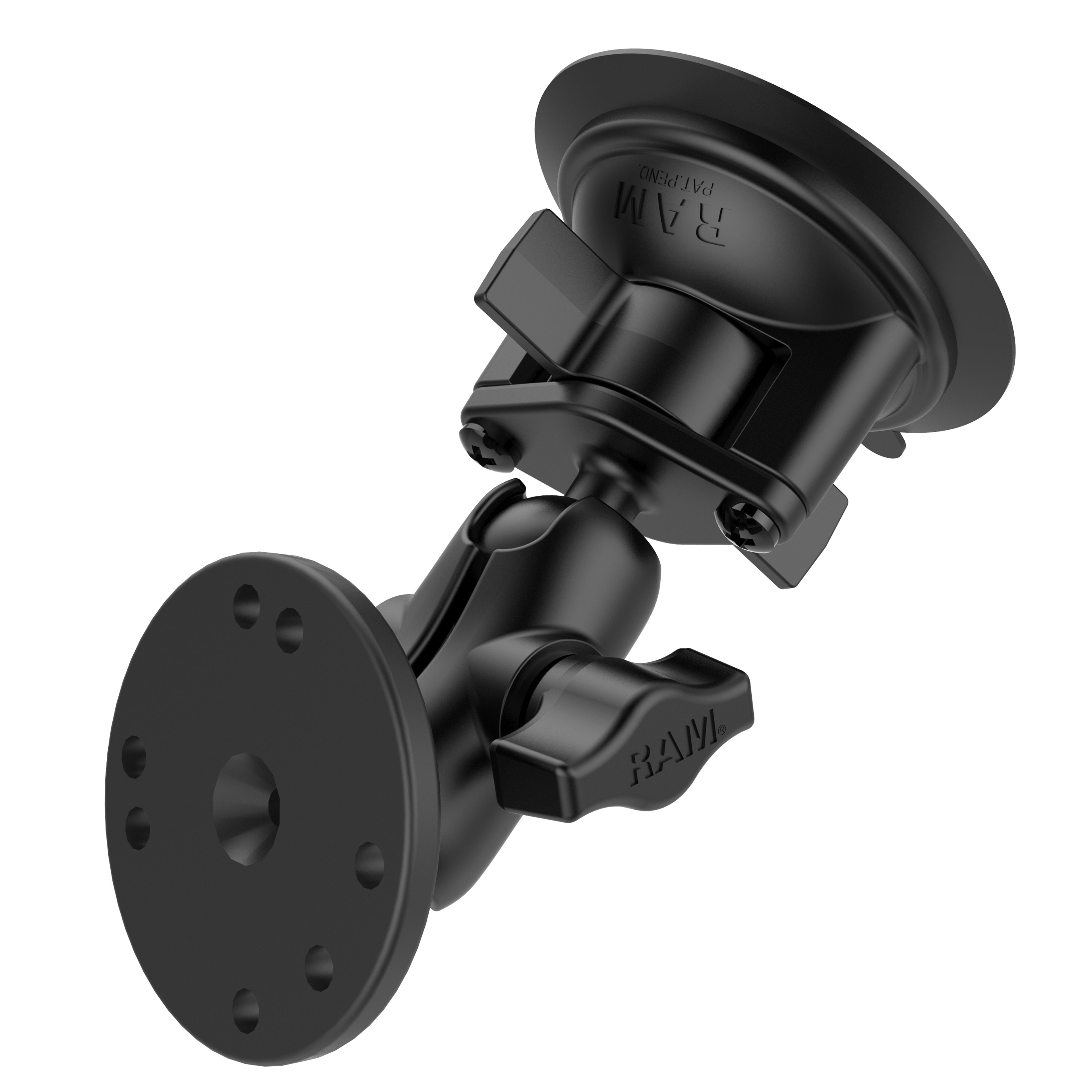 RAM twist lock dubbele kogelhouder met ronde plaat korte arm - RAM Mounts RAM-B-166-A-202U