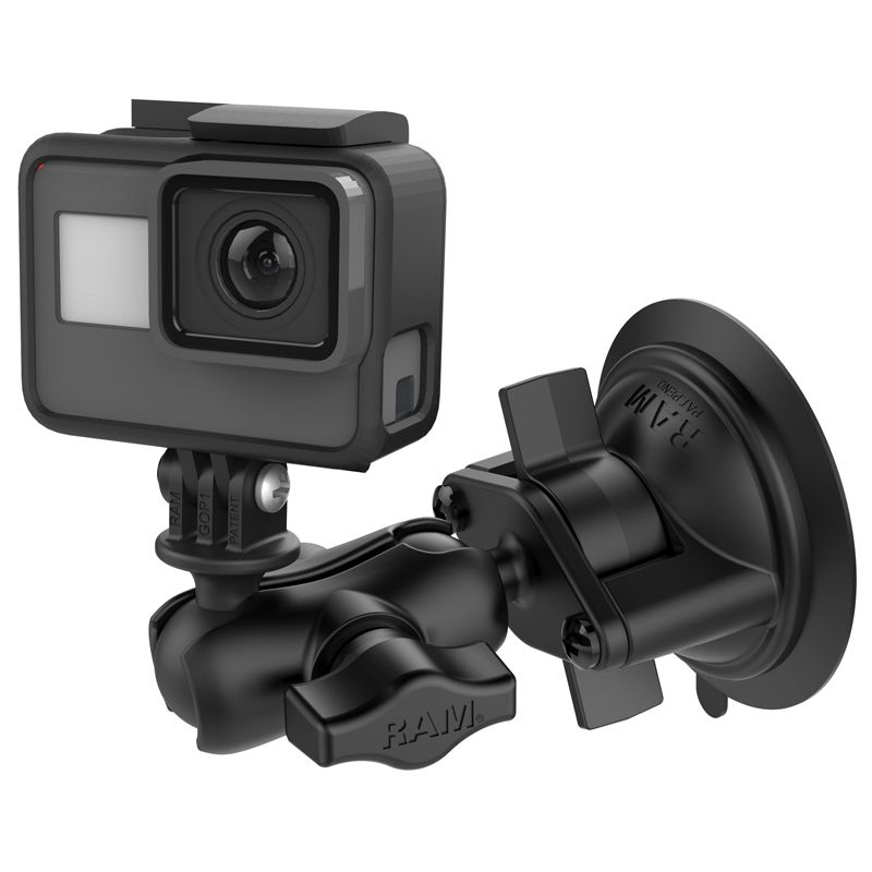 RAM Twist-Lock™ Zuignap Bevestigingshouder met Actiecamera Adapter - Korte Arm - RAM Mounts RAM-B-166-A-GOP1U afbeelding 1