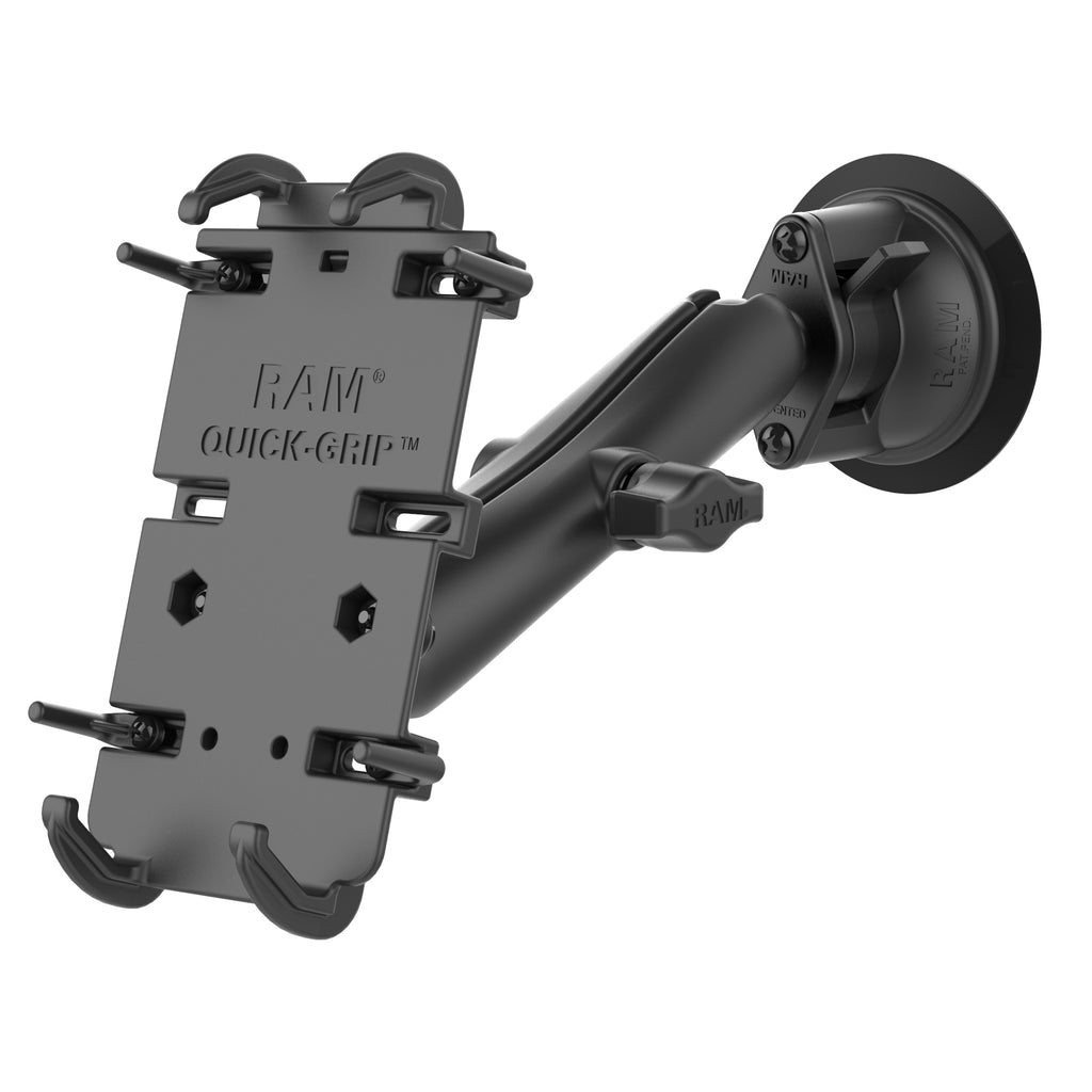 RAM Quick-Grip™ XL Telefoonhouder met Twist-Lock™ Zuignap - Lange Arm - RAM Mounts RAM-B-166-C-PD4U afbeelding 1